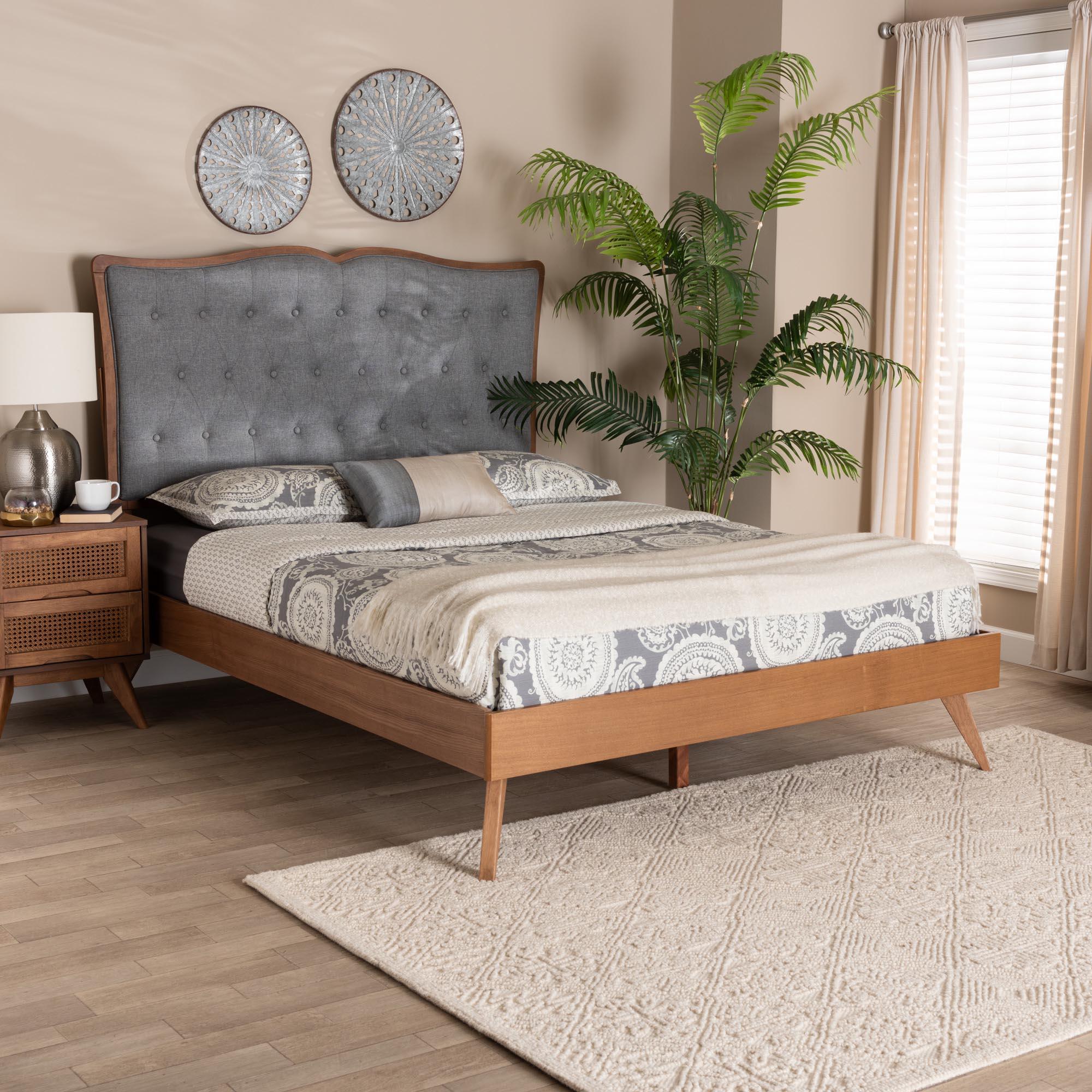 Hawthorn Classic and Traditional Fabric and Finished Wood Platform Bed