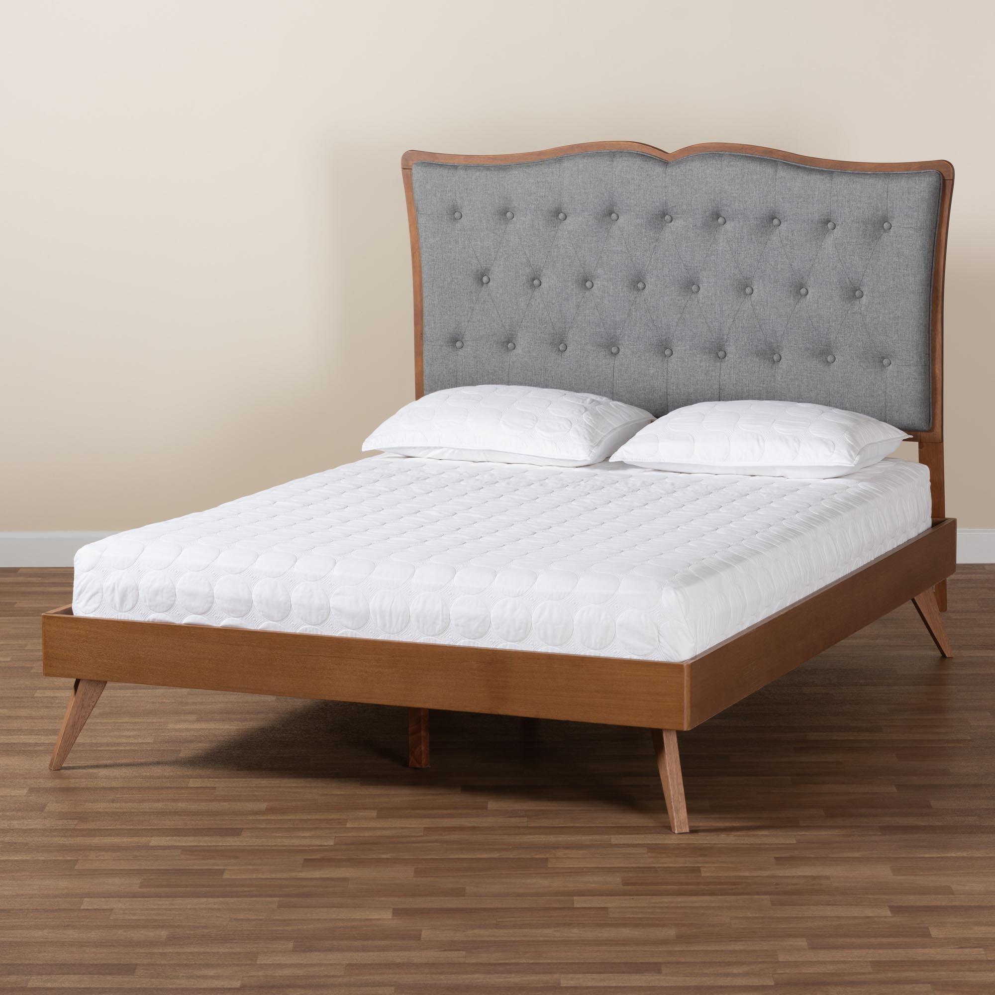 Hawthorn Classic and Traditional Fabric and Finished Wood Platform Bed