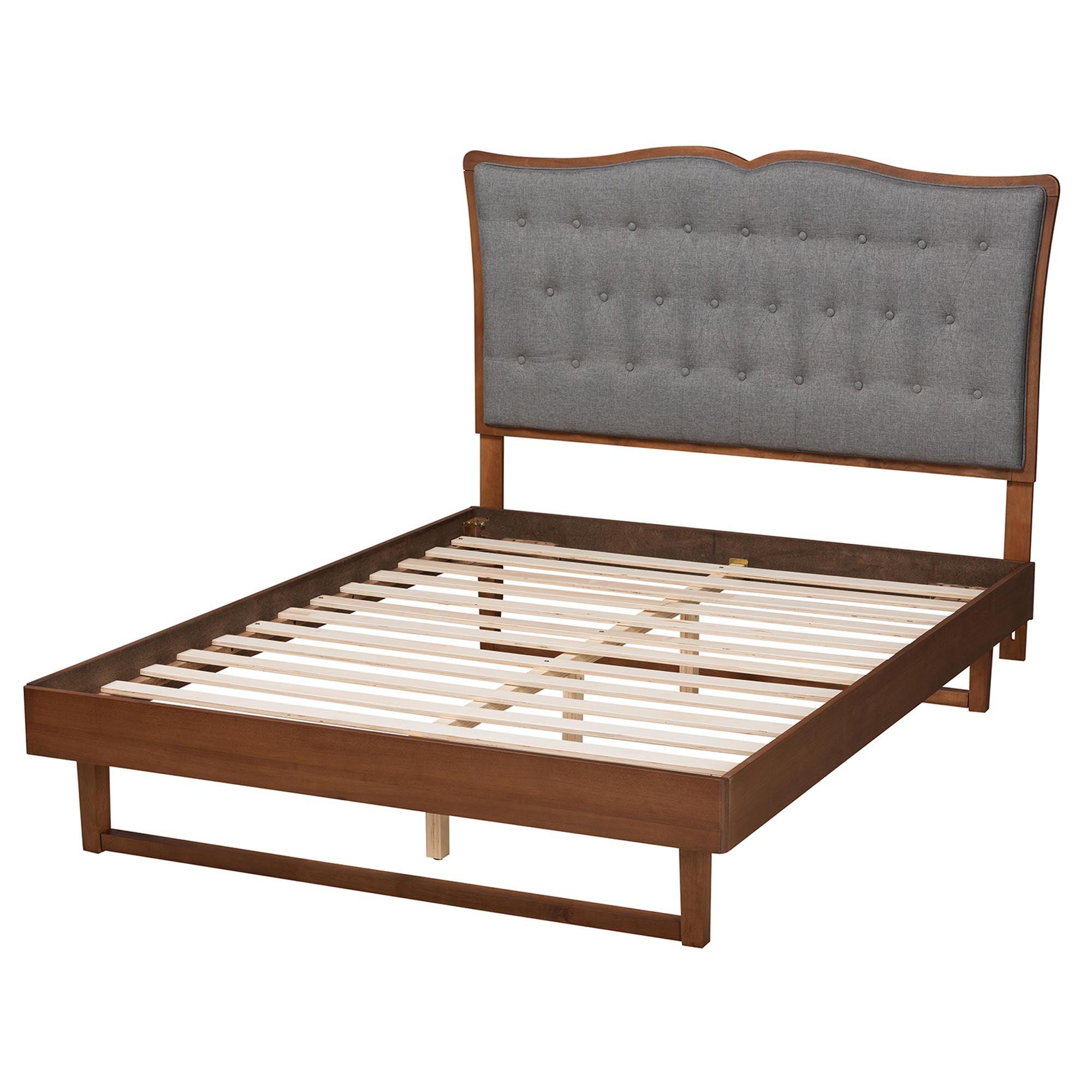 Padilla Classic and Traditional Fabric and Finished Wood Platform Bed