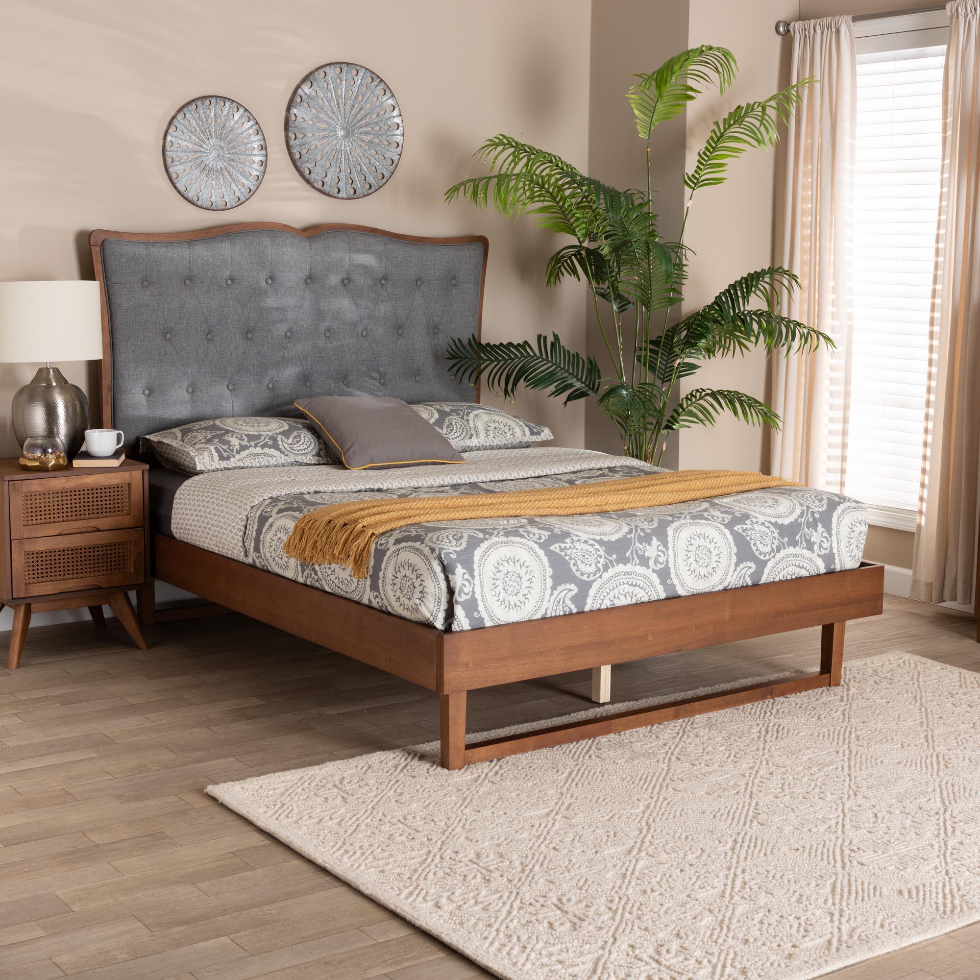 Padilla Classic and Traditional Fabric and Finished Wood Platform Bed