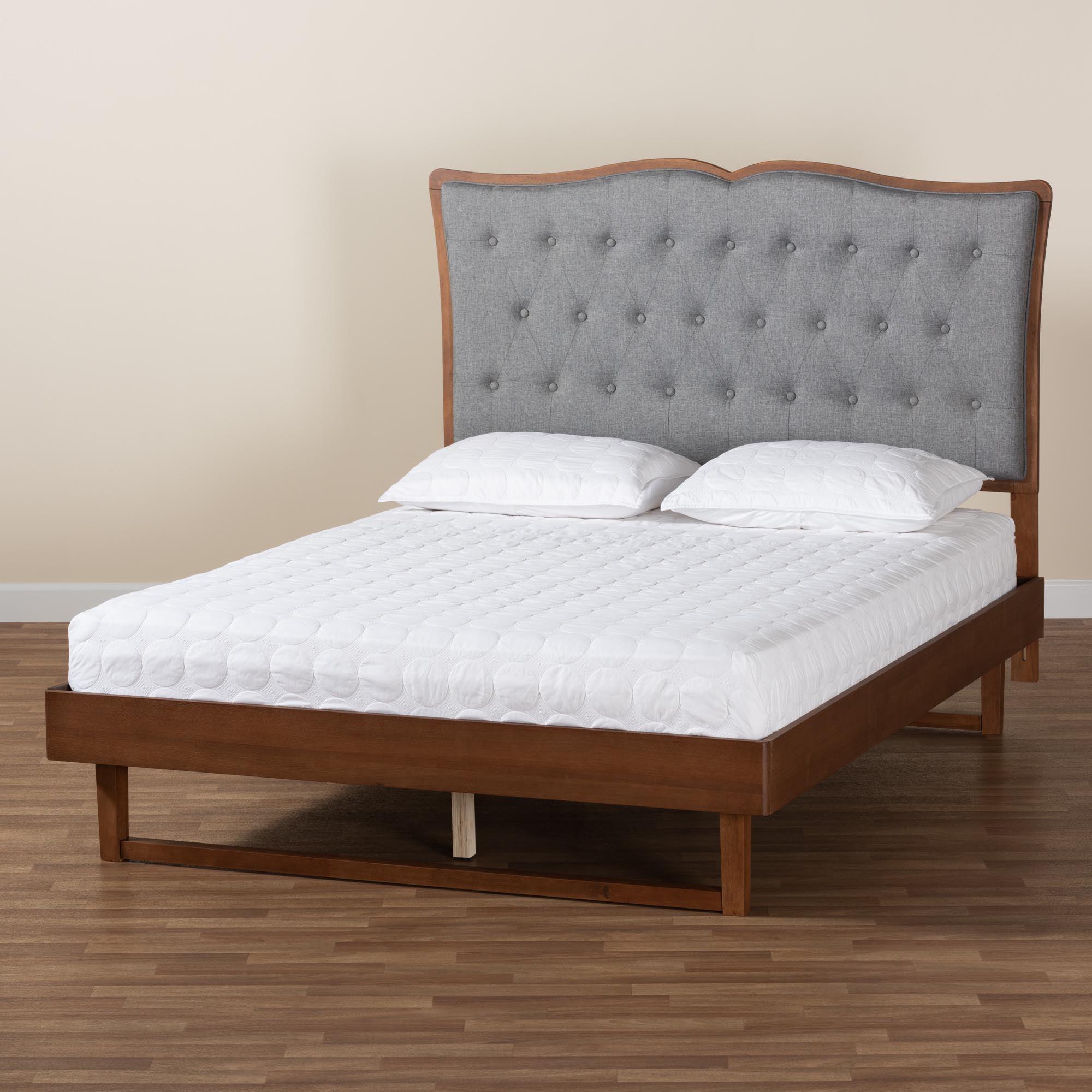 Padilla Classic and Traditional Fabric and Finished Wood Platform Bed