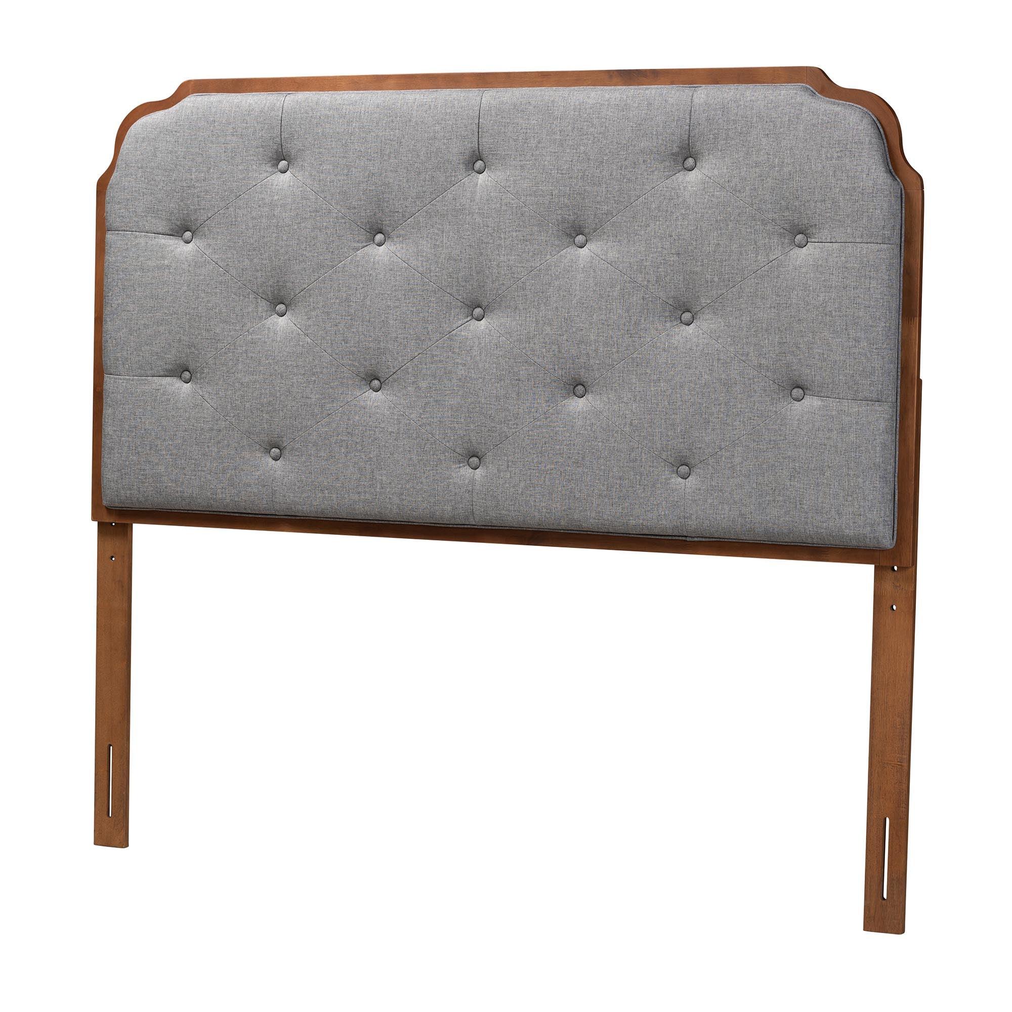 Shanti Classic and Traditional Fabric and Finished Wood Headboard