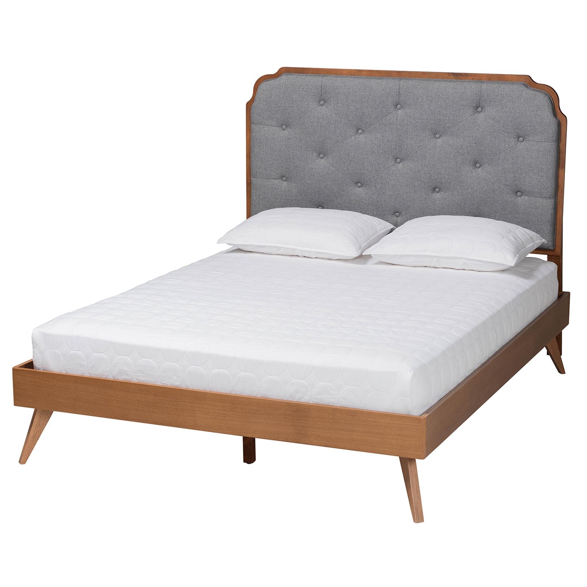 Lorana Mid-Century Modern Fabric and Wood Platform Bed