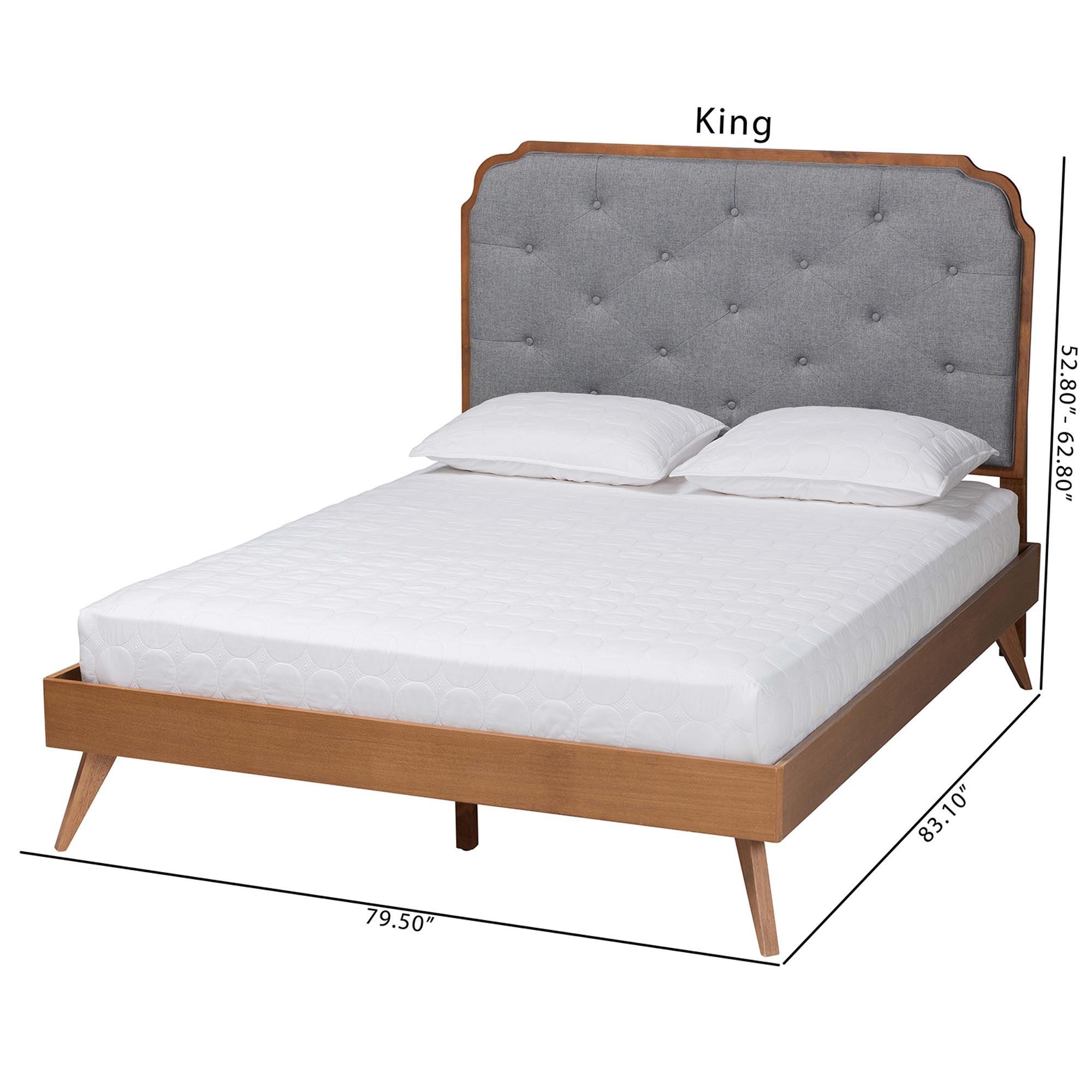 Lorana Mid-Century Modern Fabric and Wood Platform Bed