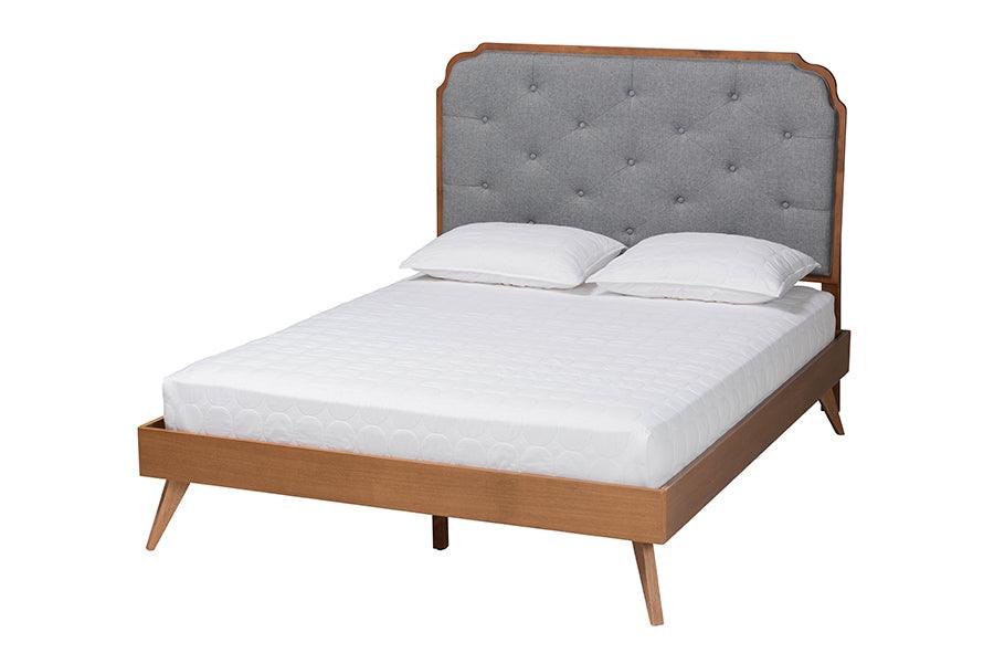 Lorana Mid-Century Modern Fabric and Wood Platform Bed