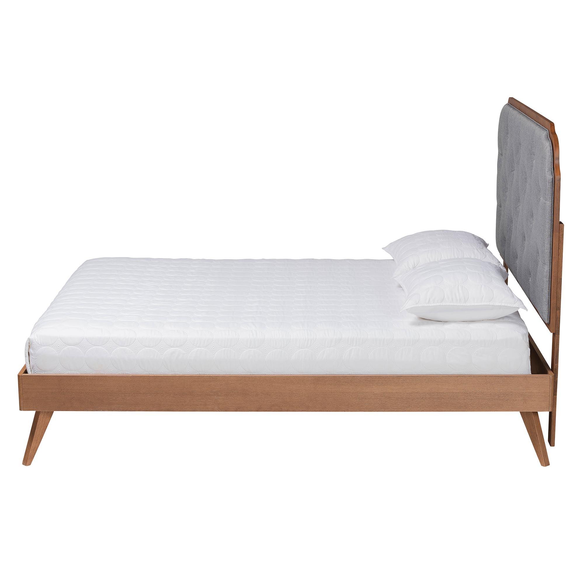 Lorana Mid-Century Modern Fabric and Wood Platform Bed