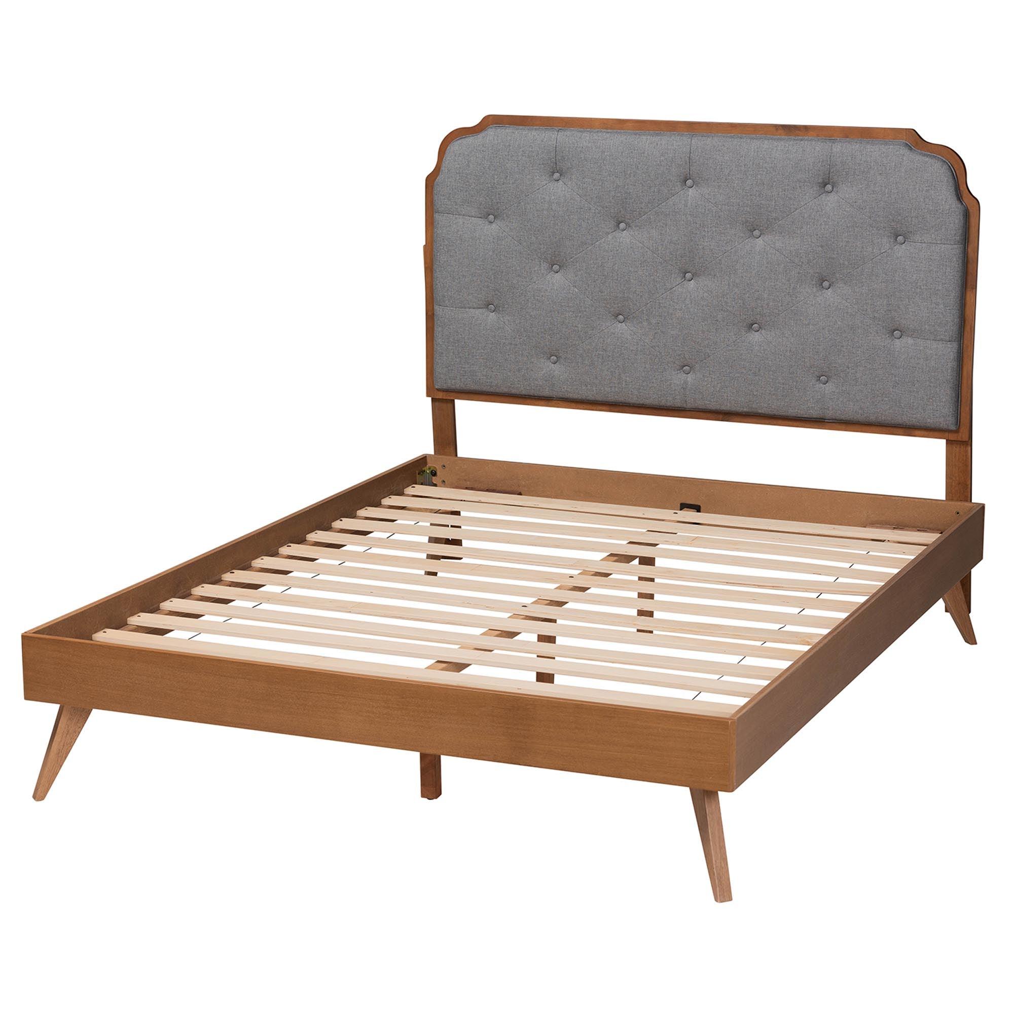 Lorana Mid-Century Modern Fabric and Wood Platform Bed