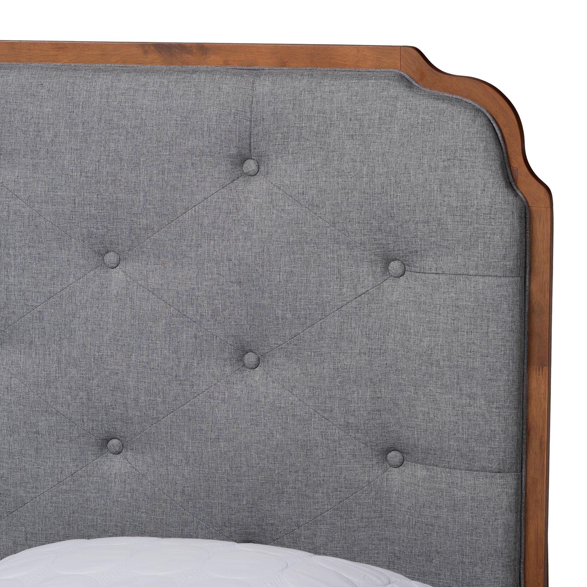 Lorana Mid-Century Modern Fabric and Wood Platform Bed