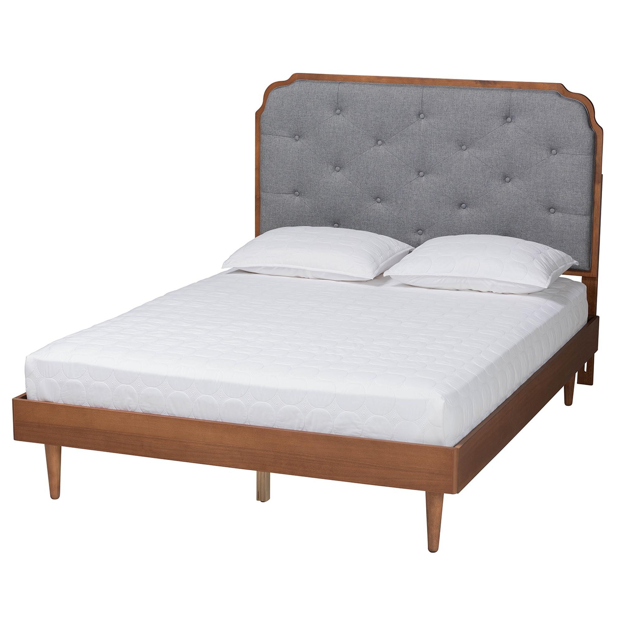 Garron Mid-Century Modern Fabric and Wood Platform Bed