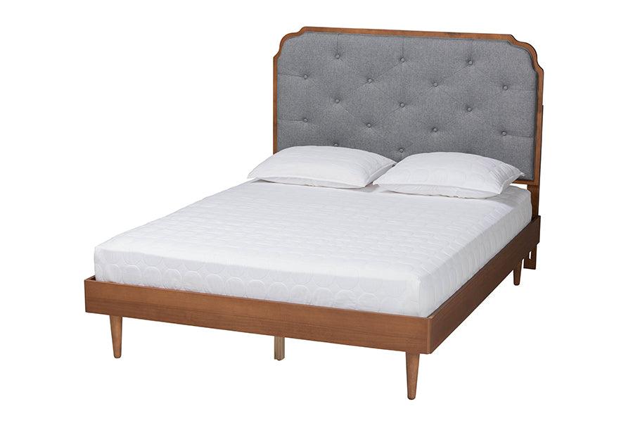 Garron Mid-Century Modern Fabric and Wood Platform Bed