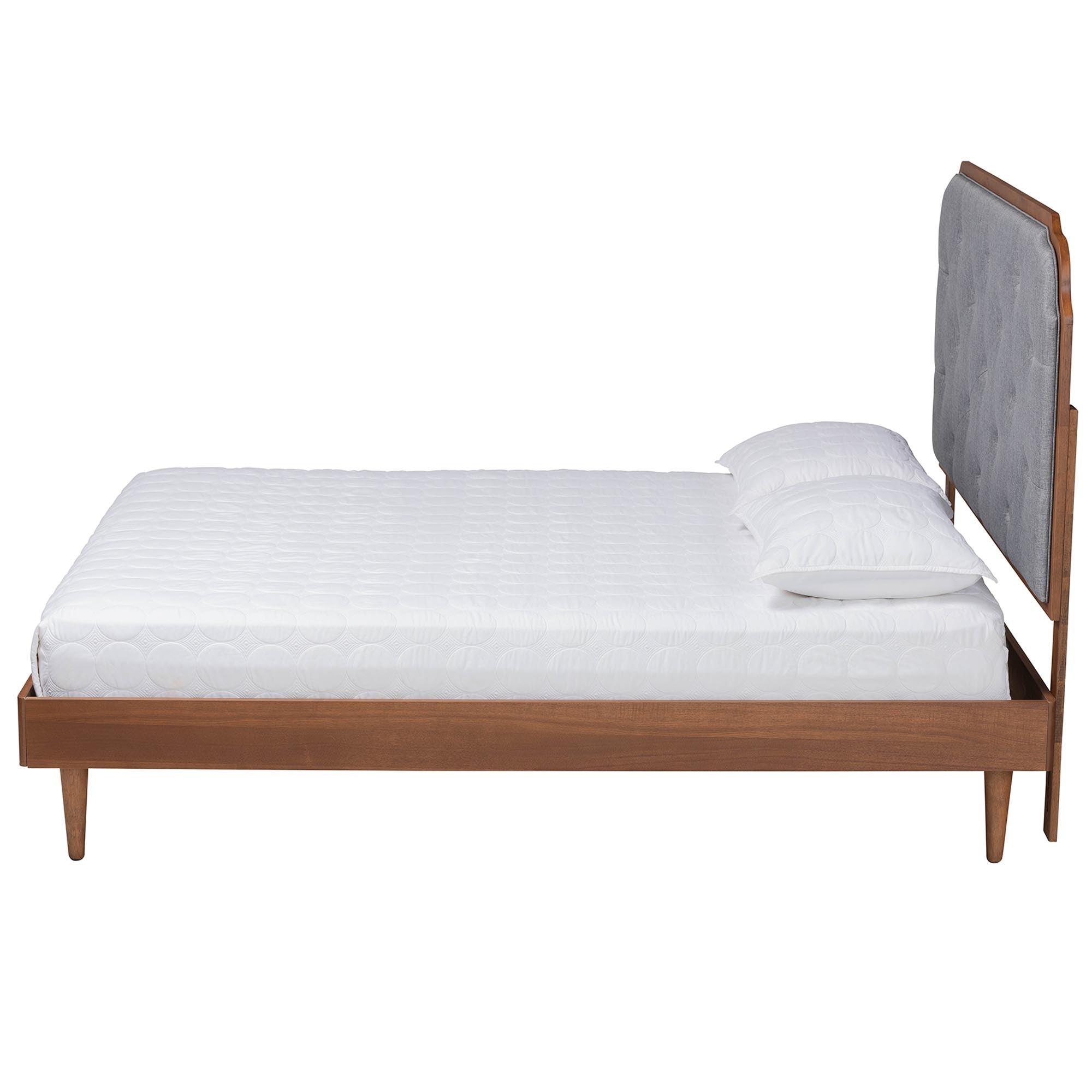 Garron Mid-Century Modern Fabric and Wood Platform Bed