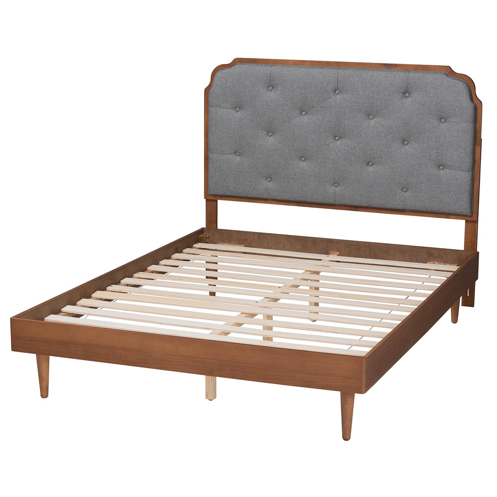 Garron Mid-Century Modern Fabric and Wood Platform Bed