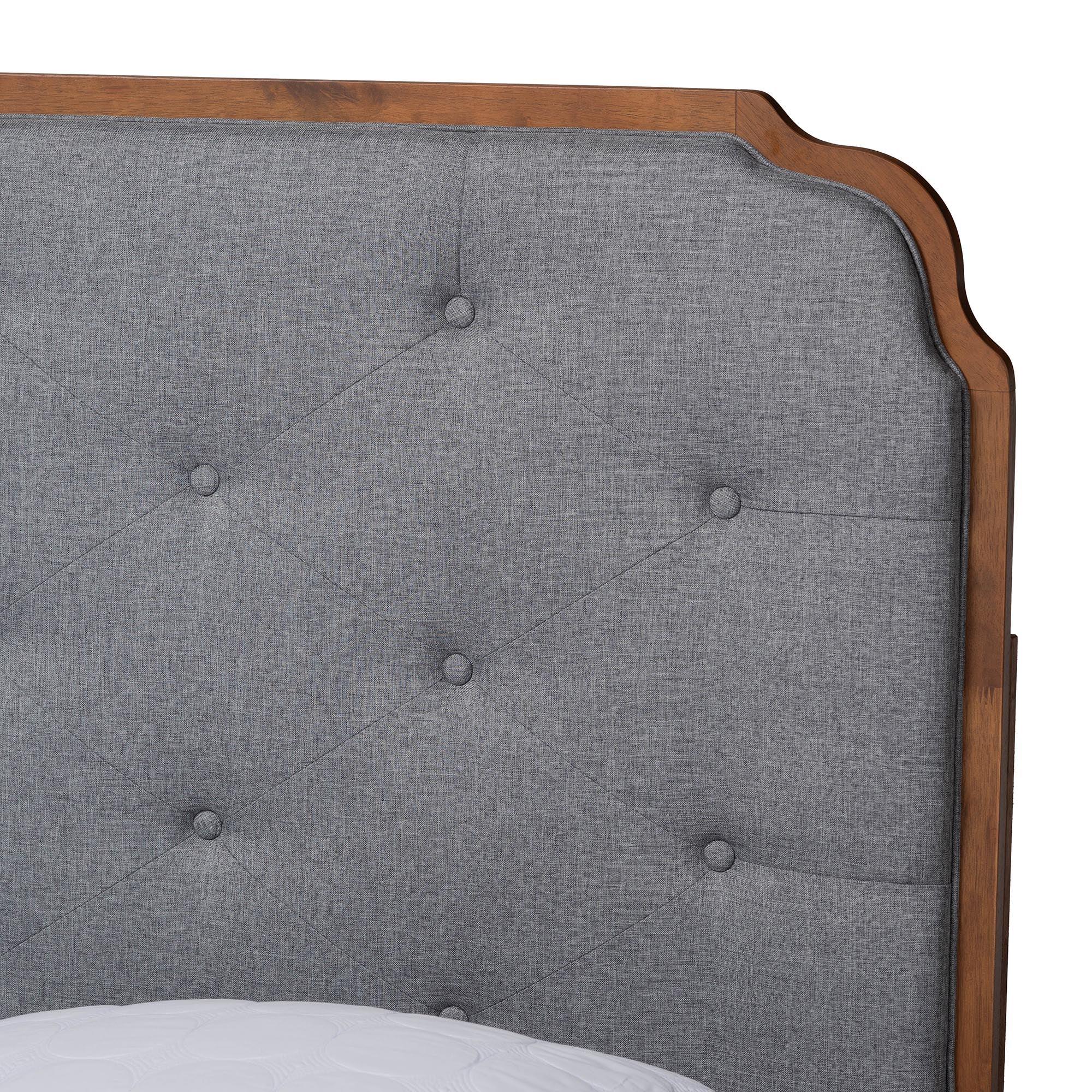 Garron Mid-Century Modern Fabric and Wood Platform Bed