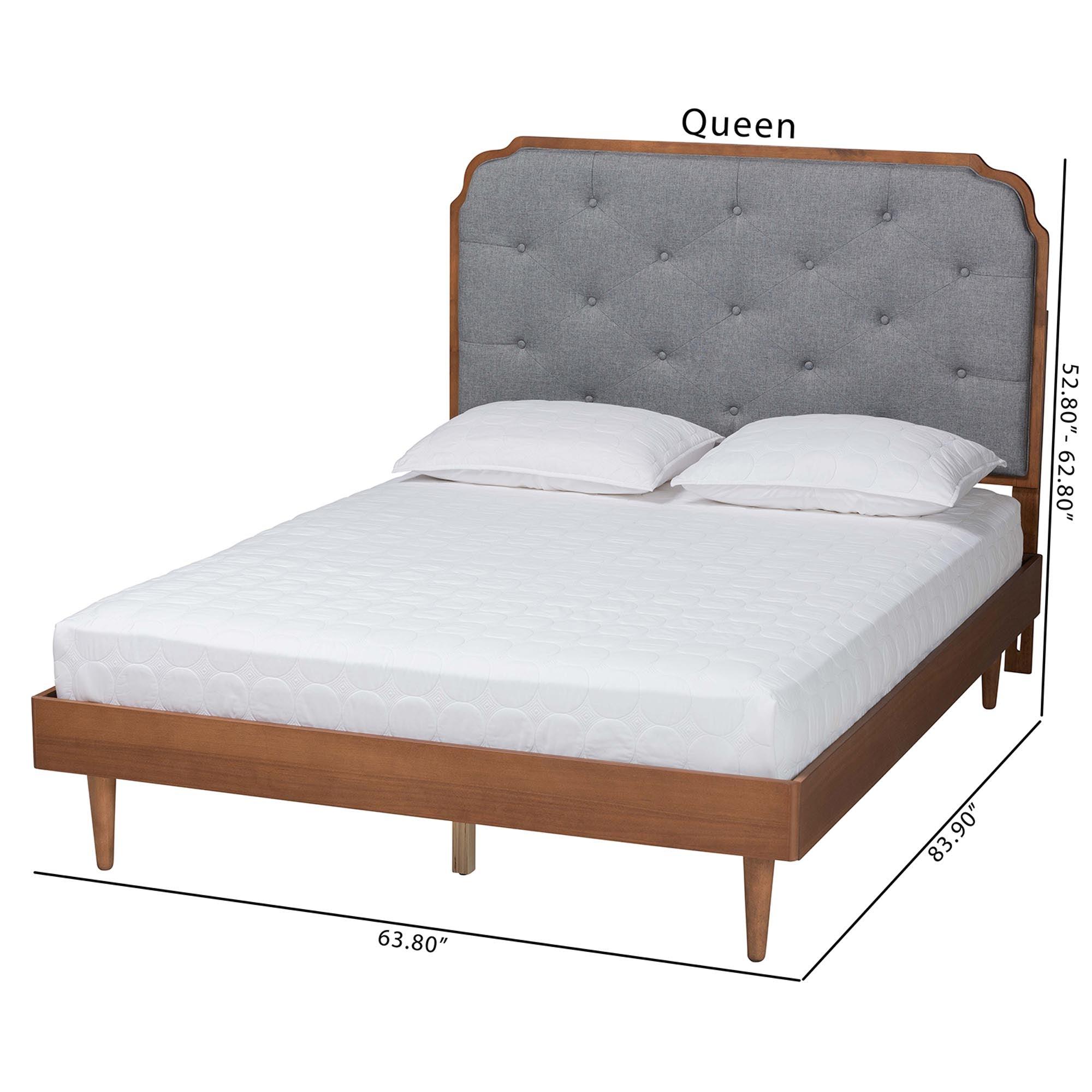 Garron Mid-Century Modern Fabric and Wood Platform Bed