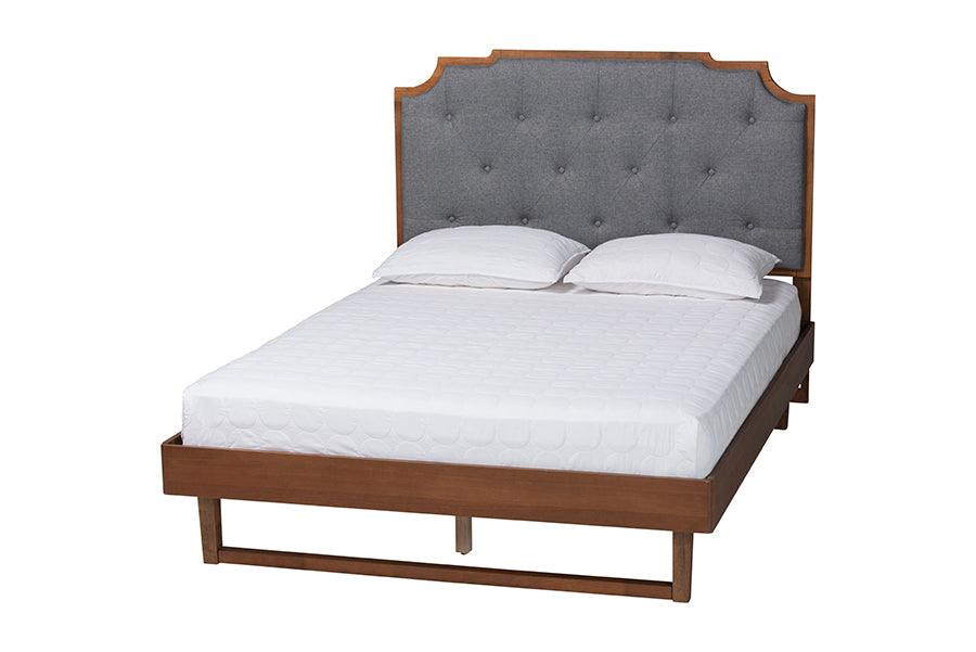 Orlando Mid-Century Fabric and Wood Platform Bed