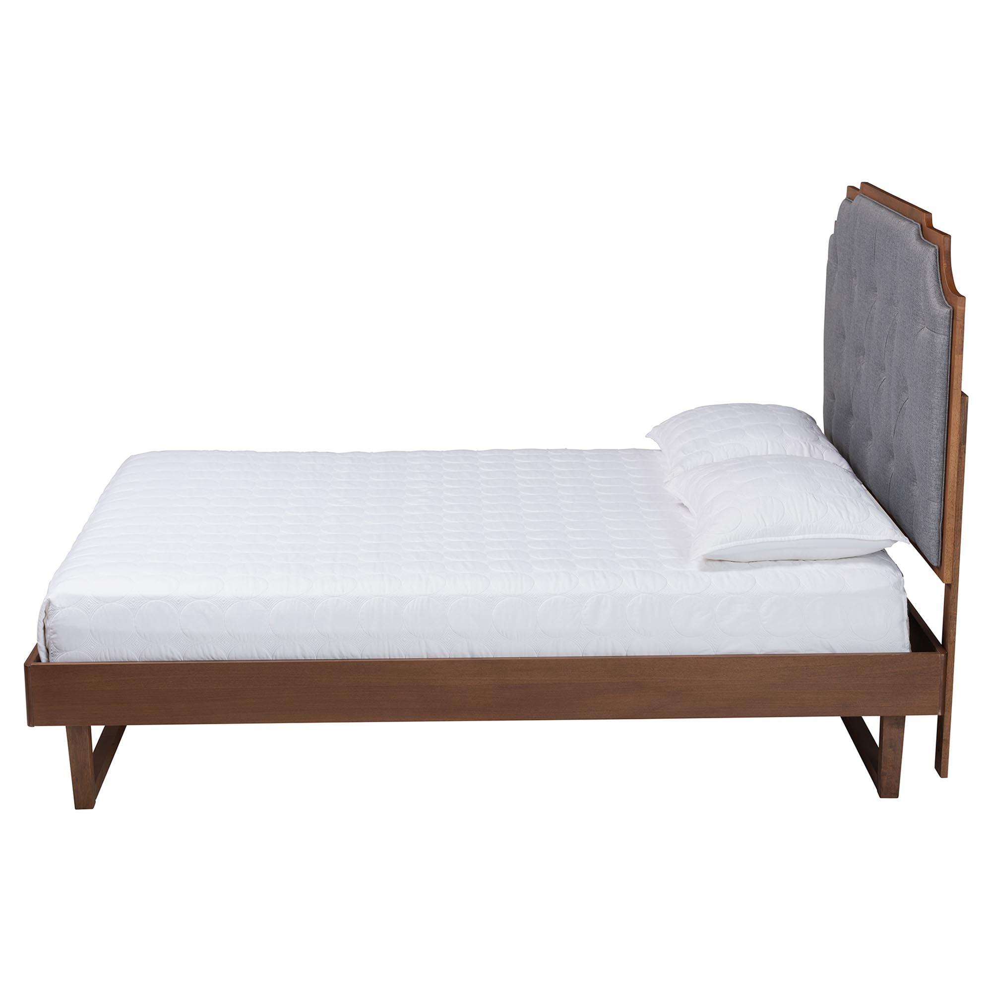 Orlando Mid-Century Fabric and Wood Platform Bed