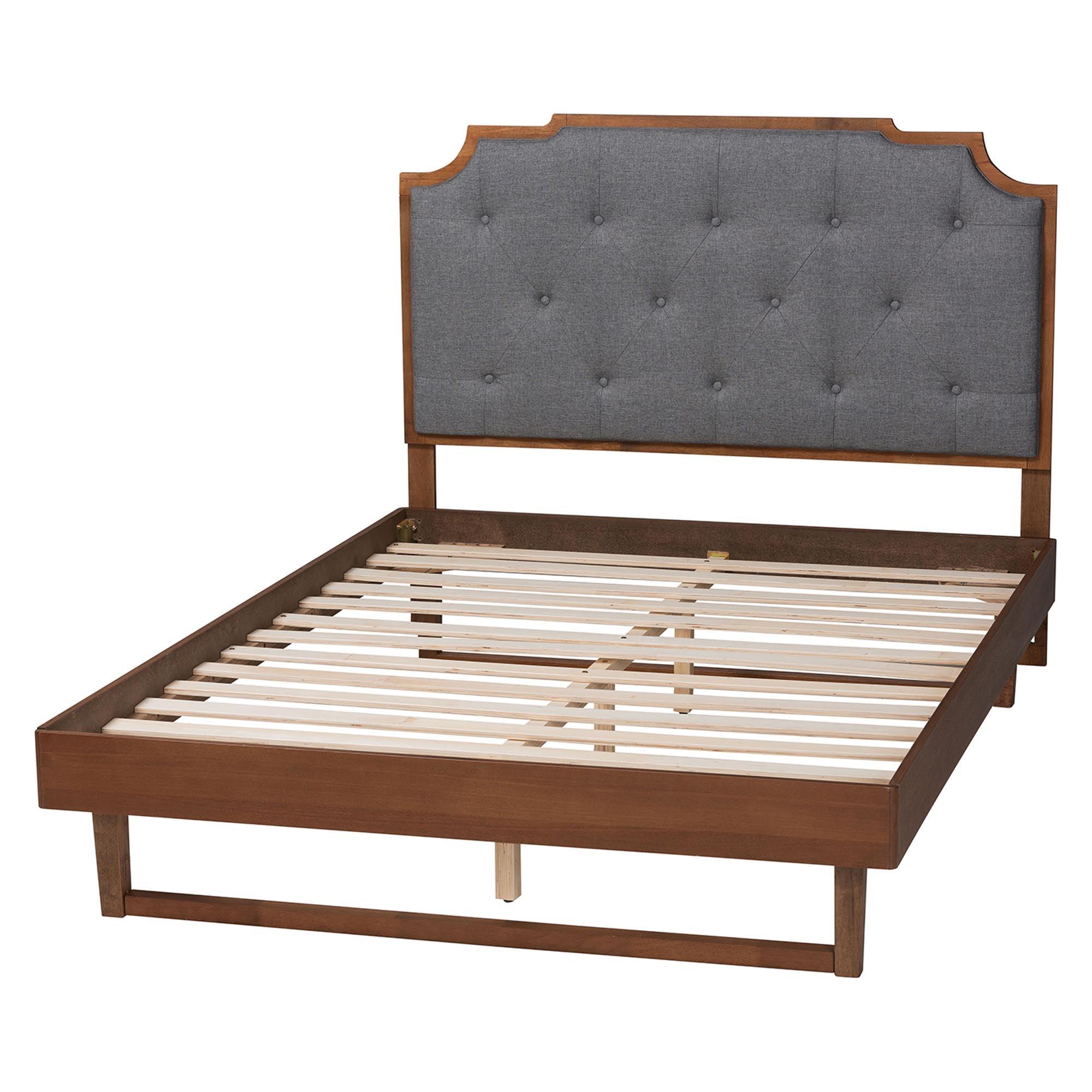 Orlando Mid-Century Fabric and Wood Platform Bed