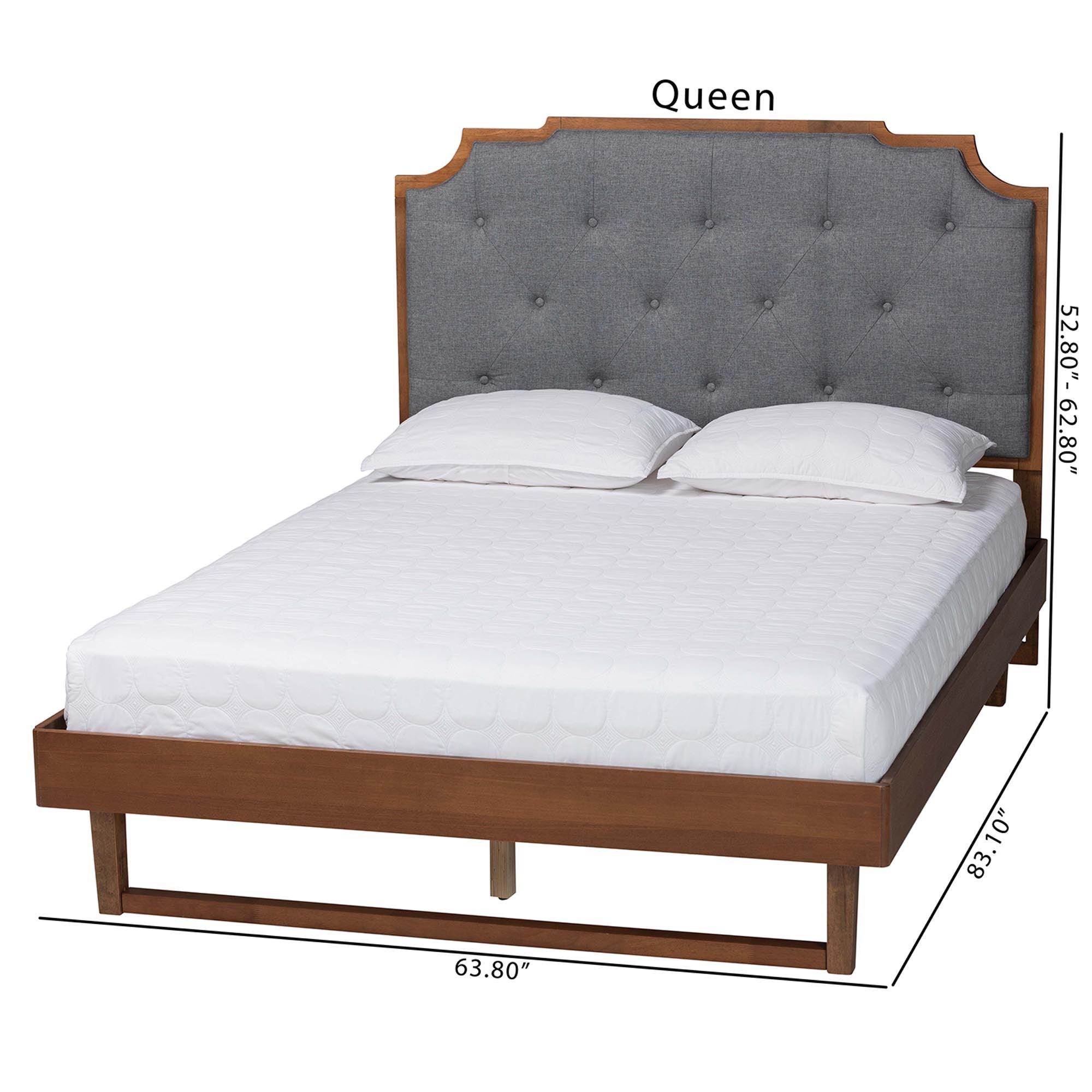 Orlando Mid-Century Fabric and Wood Platform Bed