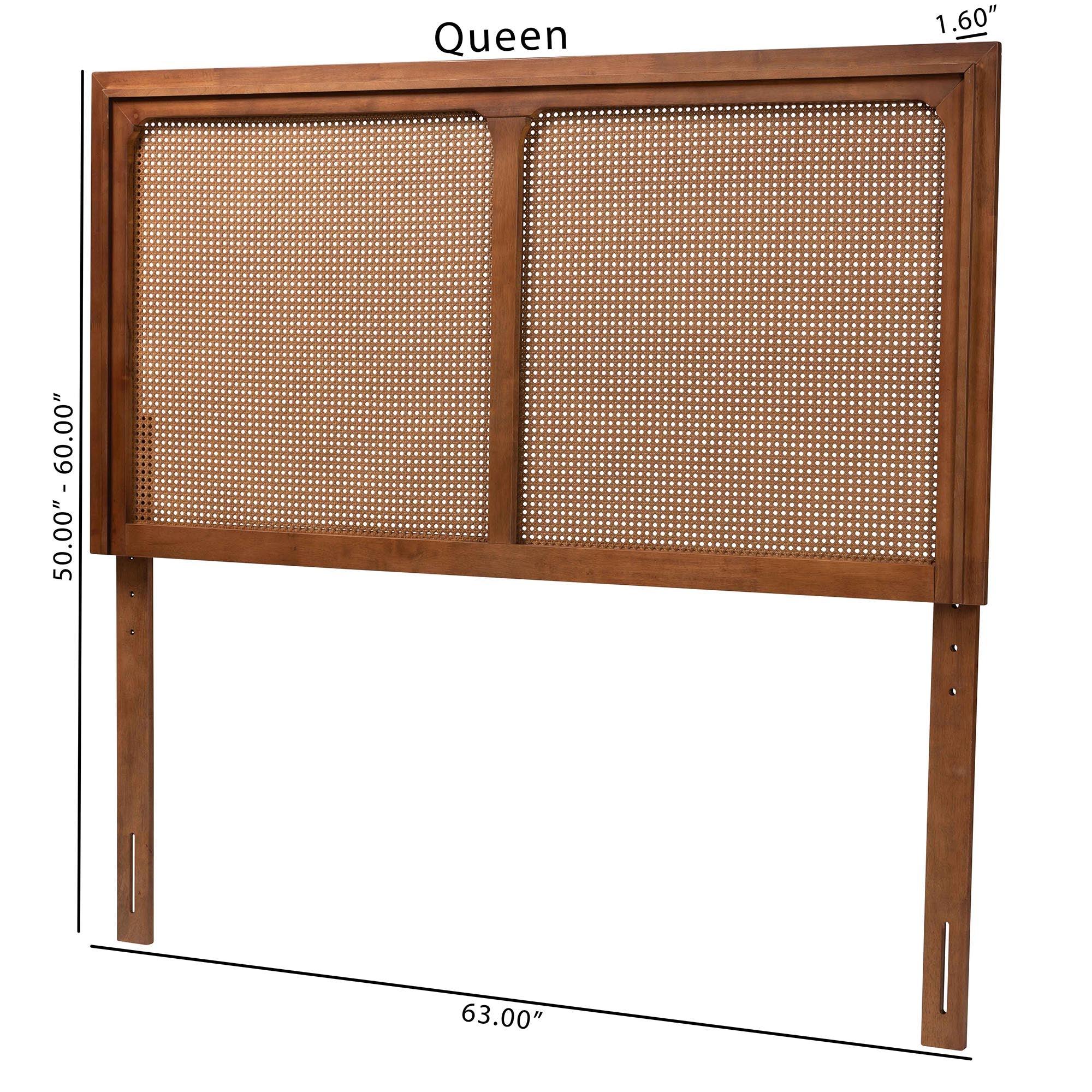 Prewitt Mid-Century Modern Ash Finished Wood Headboard with Rattan