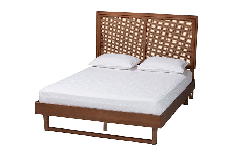 Rondell Mid-Century Modern Ash Woven Rattan Bed