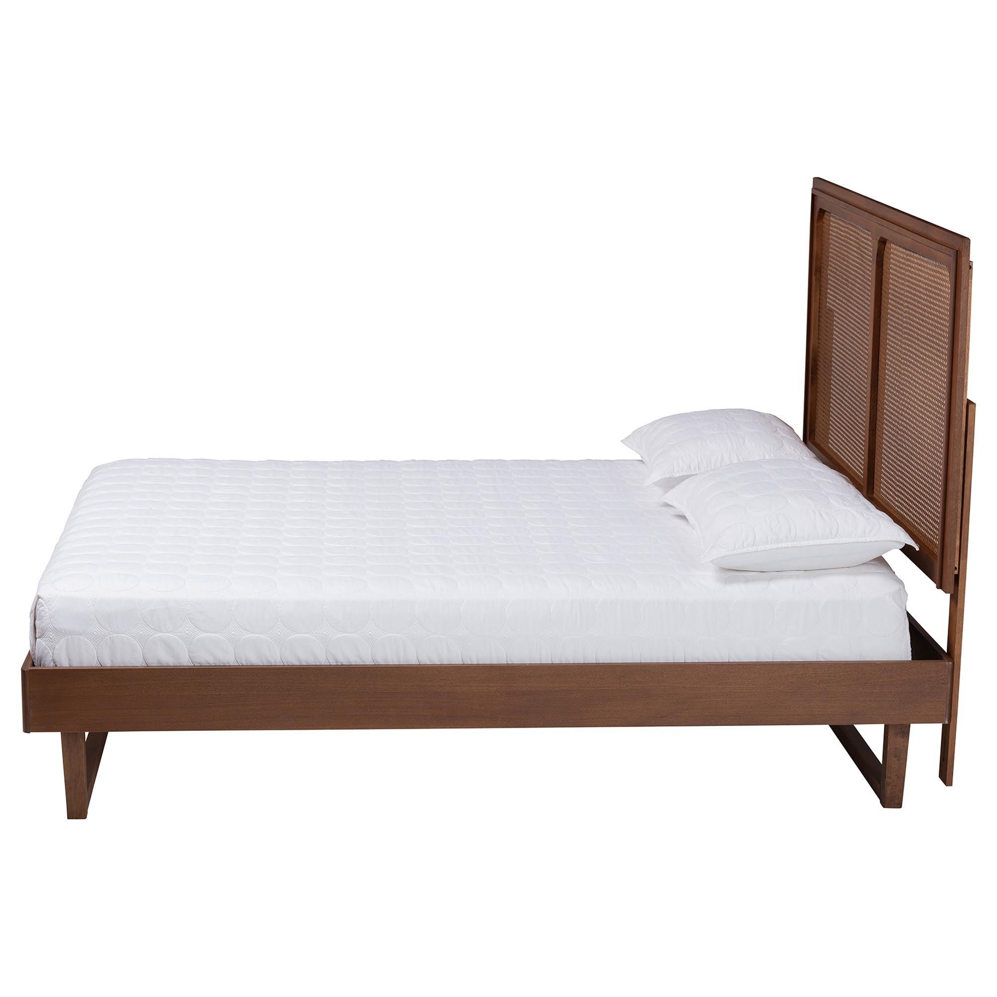 Rondell Mid-Century Modern Ash Woven Rattan Bed