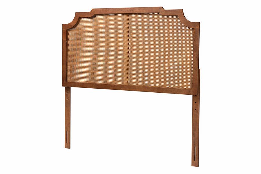 Fortuna Classic and Traditional Ash Finished Wood Headboard with Rattan