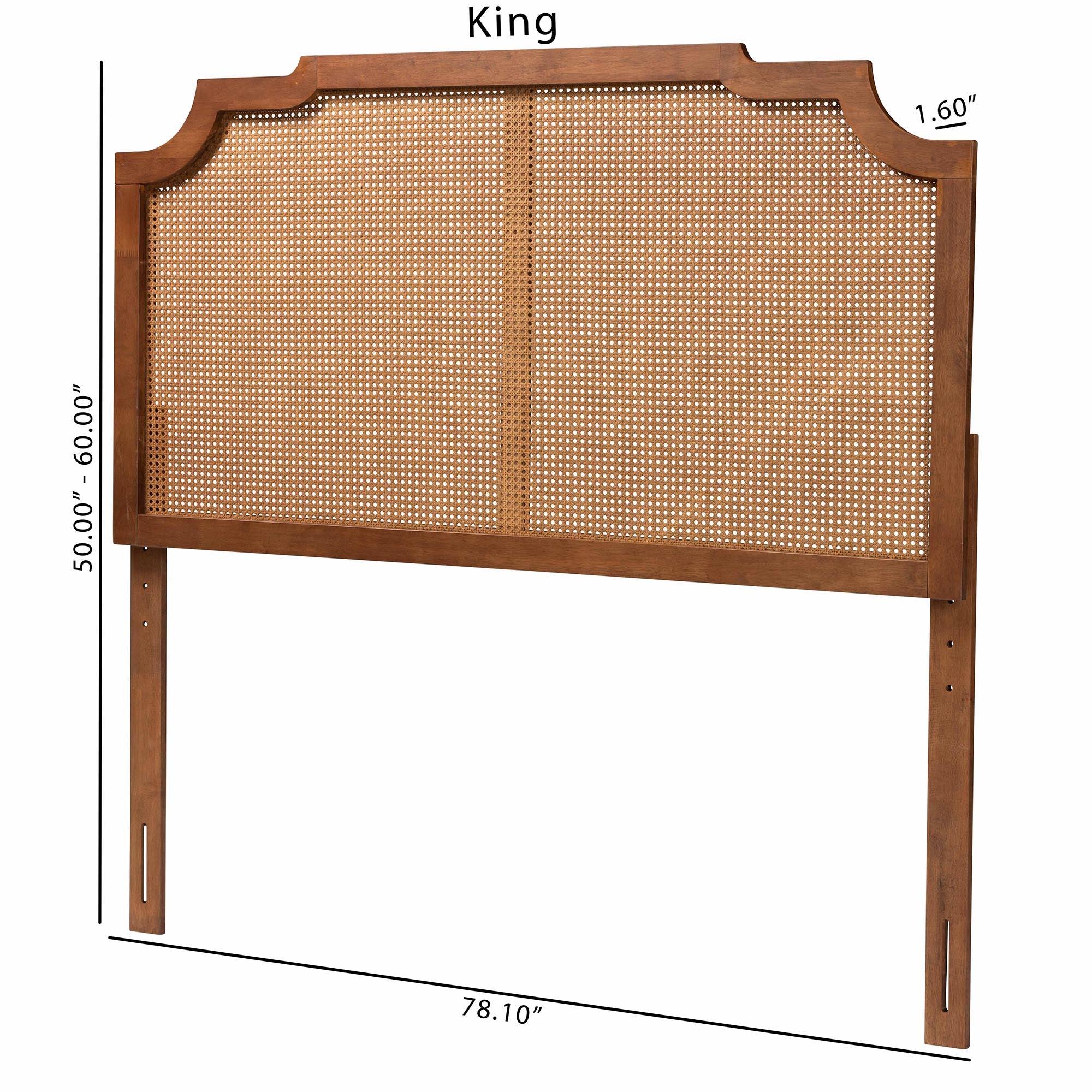 Fortuna Classic and Traditional Ash Finished Wood Headboard with Rattan