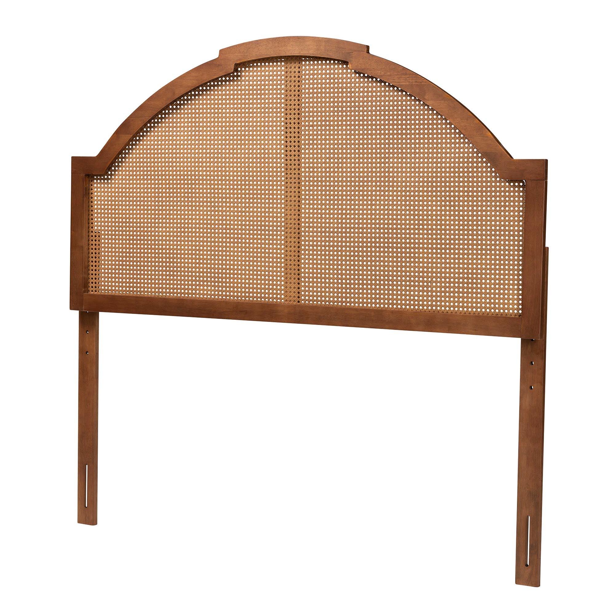 Madeline Classic and Traditional Ash Finished Wood Headboard with Rattan