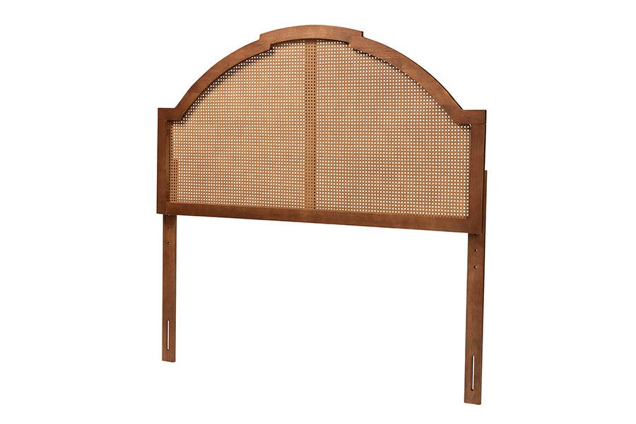 Madeline Classic and Traditional Ash Finished Wood Headboard with Rattan