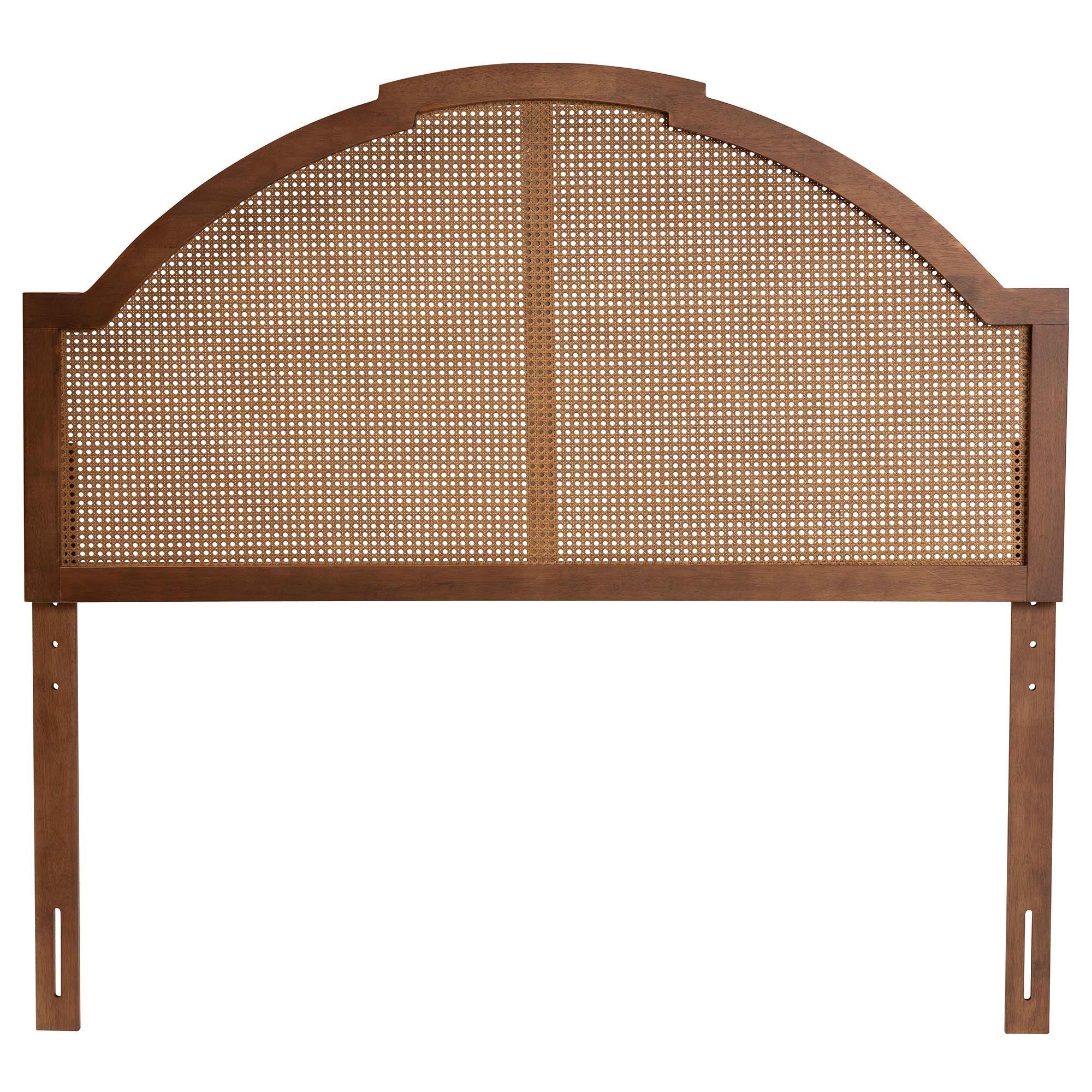 Madeline Classic and Traditional Ash Finished Wood Headboard with Rattan