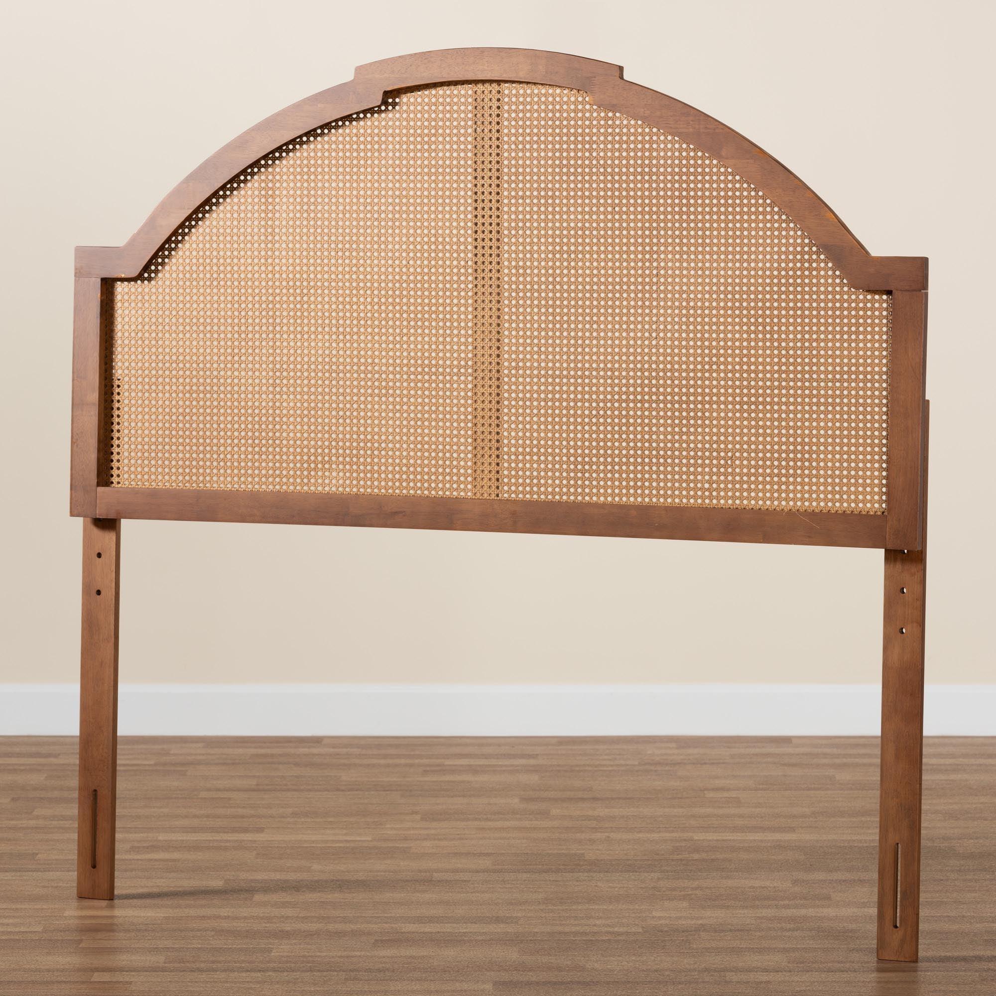 Madeline Classic and Traditional Ash Finished Wood Headboard with Rattan