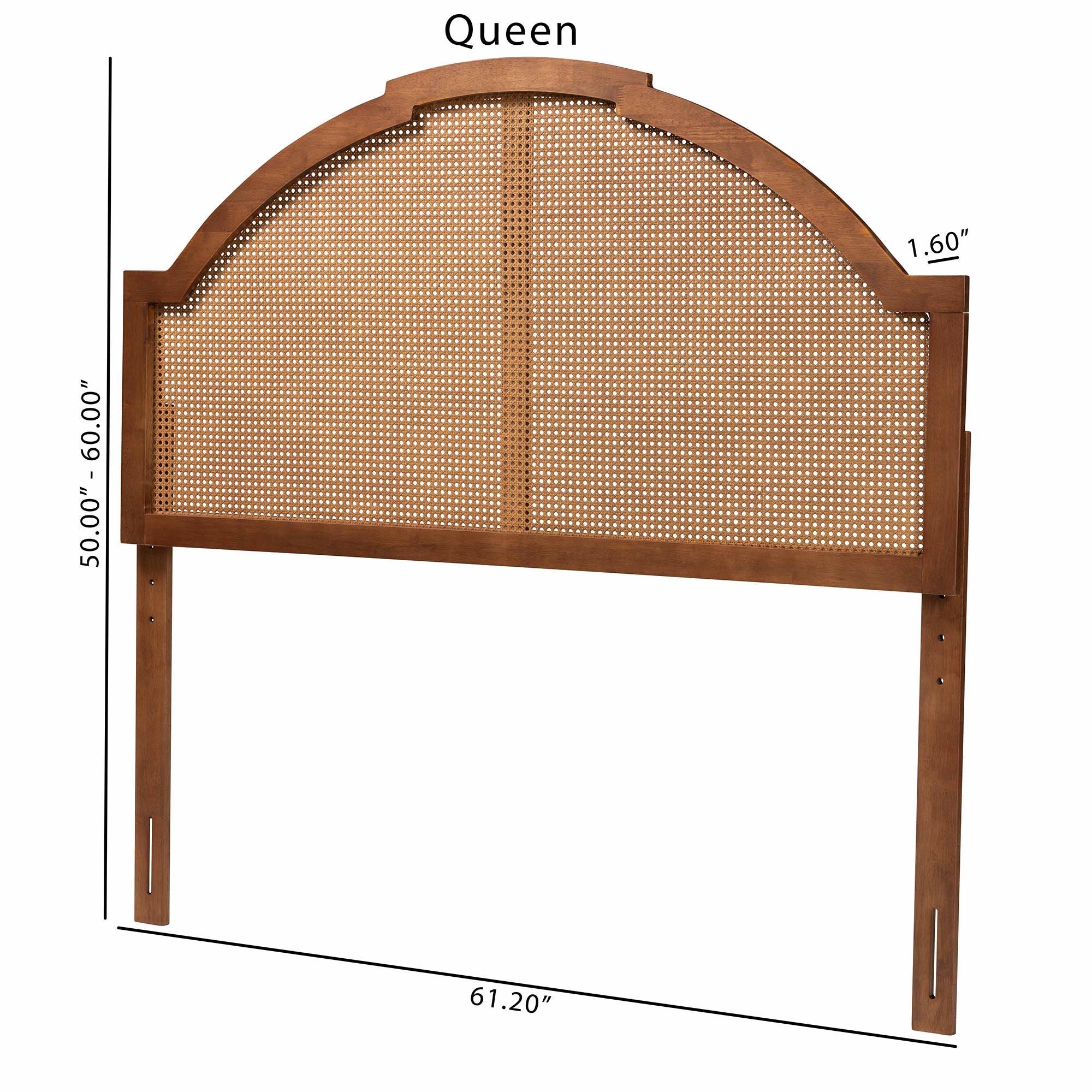 Madeline Classic and Traditional Ash Finished Wood Headboard with Rattan