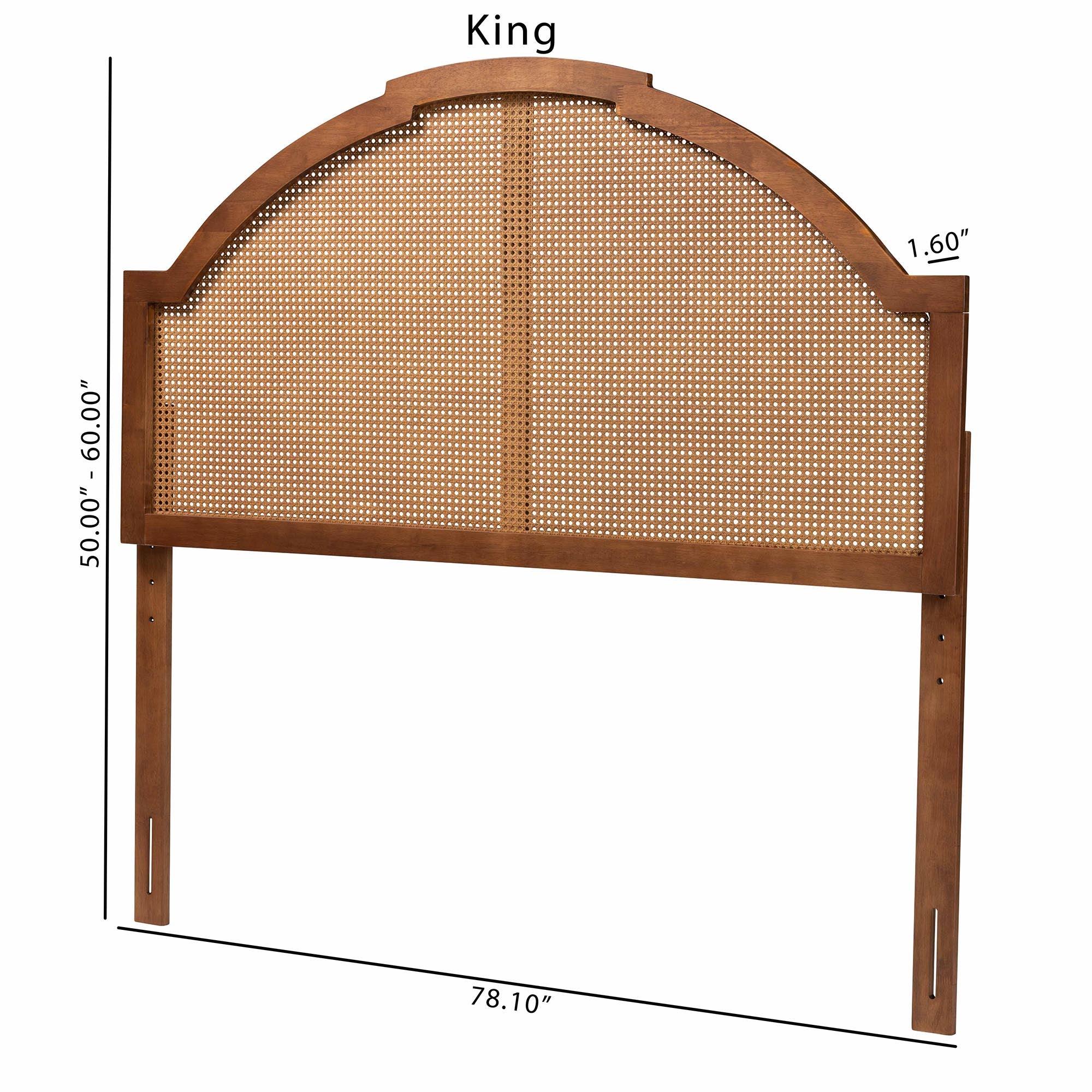 Madeline Classic and Traditional Ash Finished Wood Headboard with Rattan