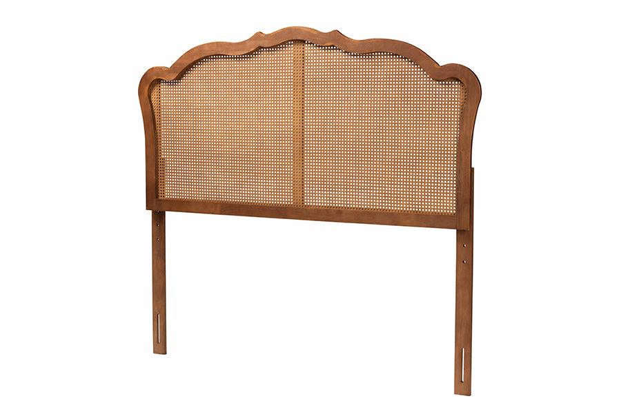 Leandra Classic and Traditional Ash Finished Wood Headboard with Rattan