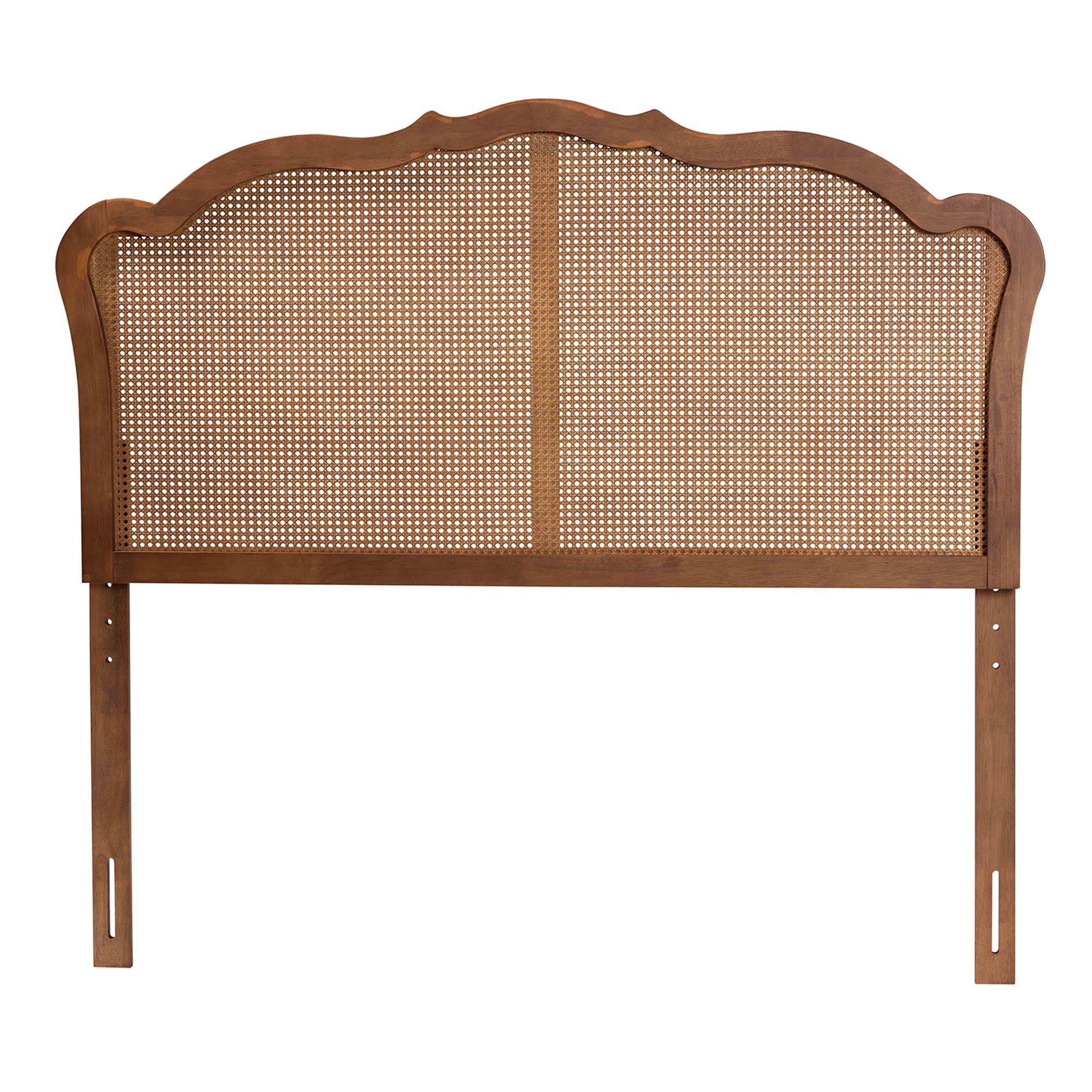 Leandra Classic and Traditional Ash Finished Wood Headboard with Rattan