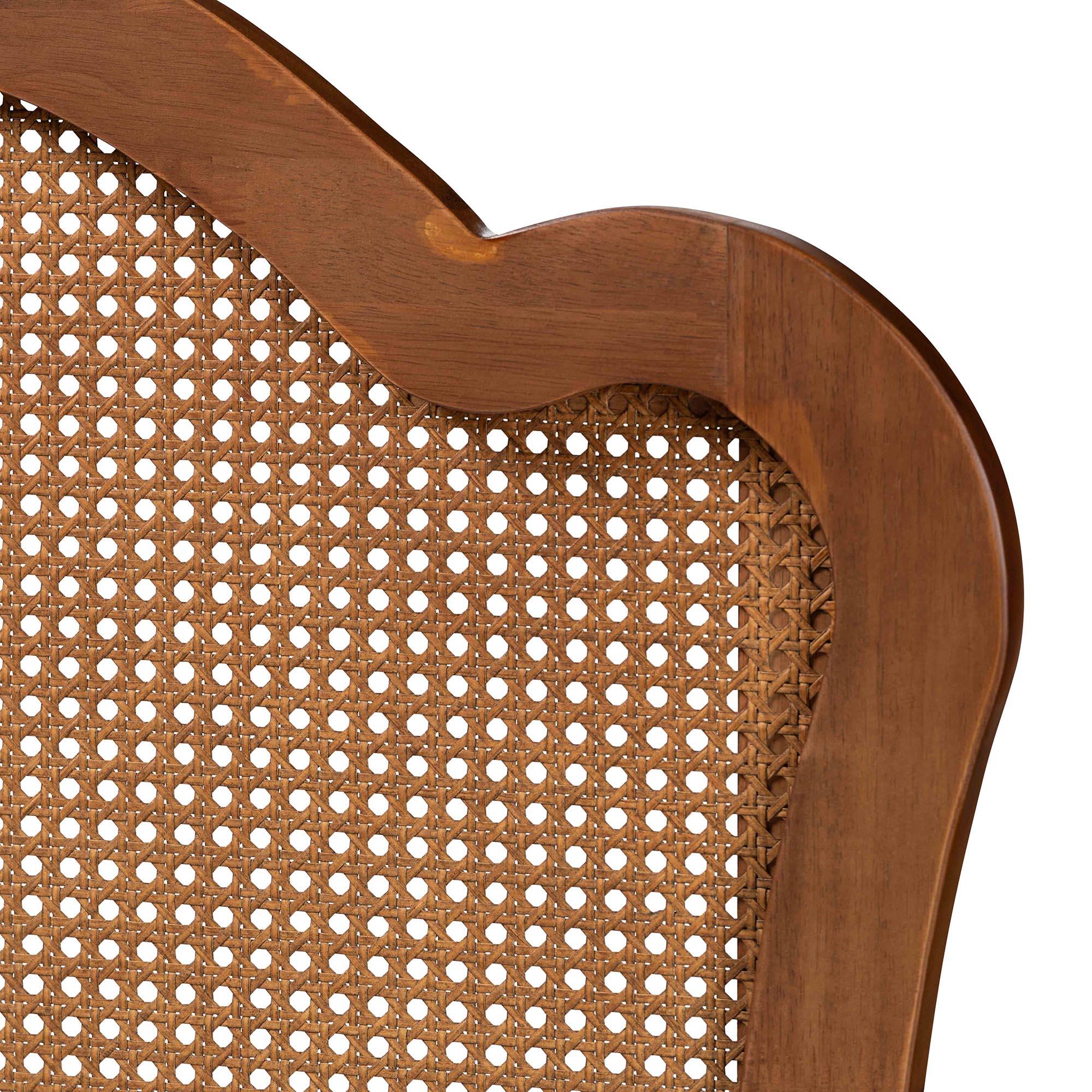 Leandra Classic and Traditional Ash Finished Wood Headboard with Rattan