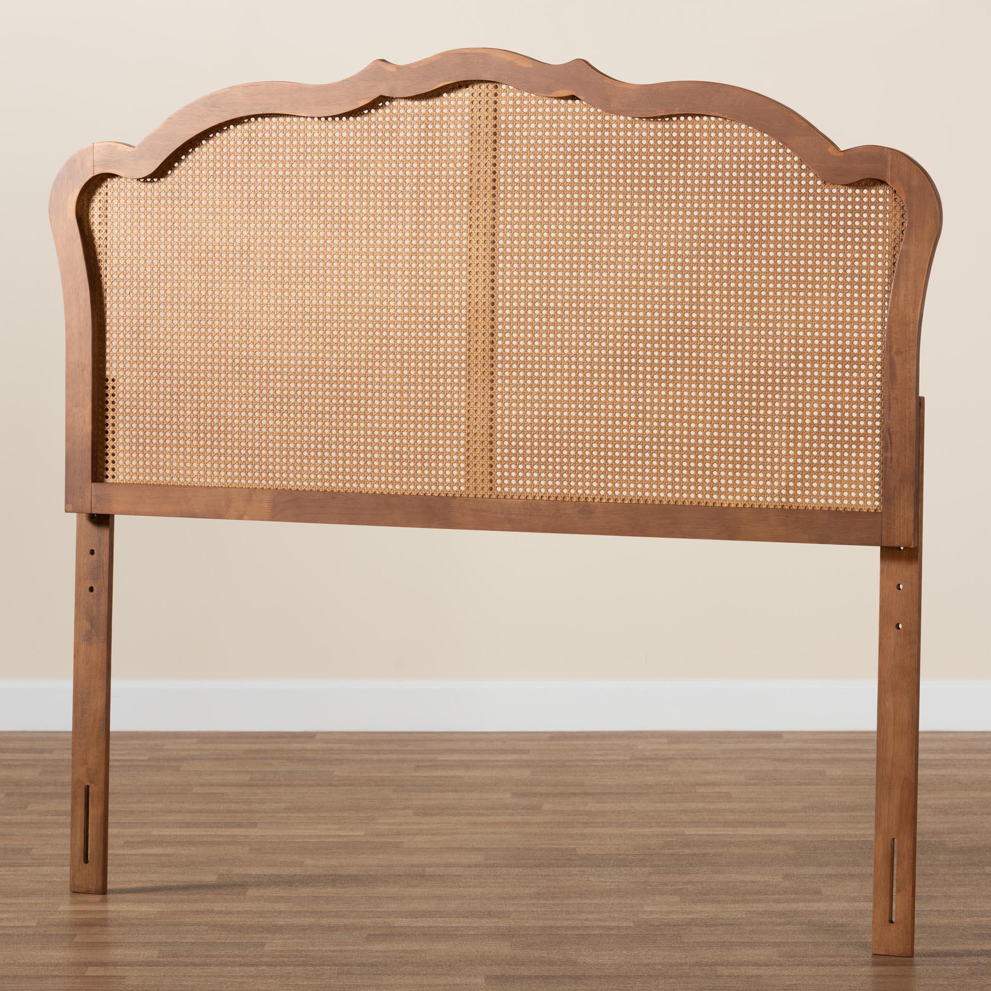 Leandra Classic and Traditional Ash Finished Wood Headboard with Rattan