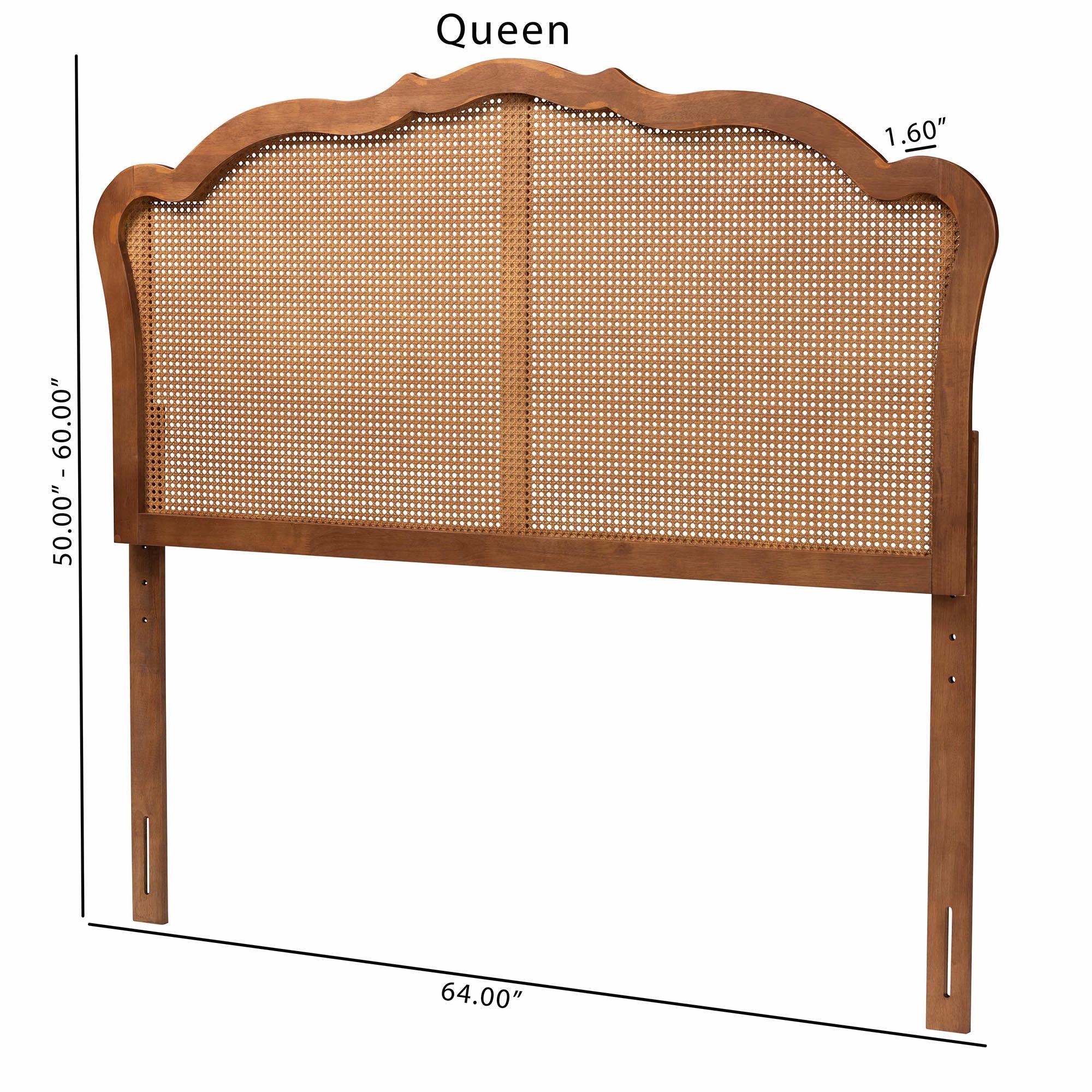 Leandra Classic and Traditional Ash Finished Wood Headboard with Rattan