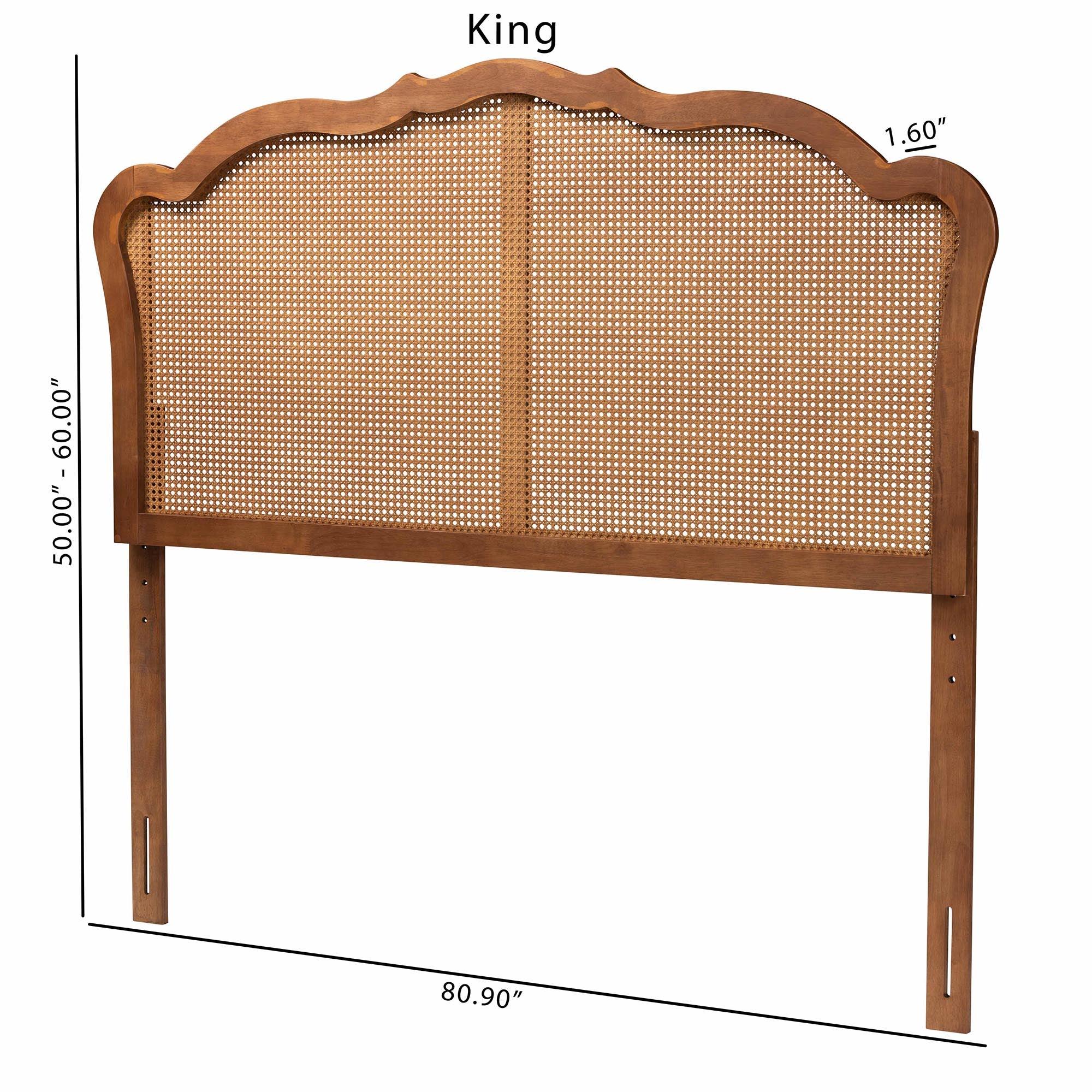 Leandra Classic and Traditional Ash Finished Wood Headboard with Rattan