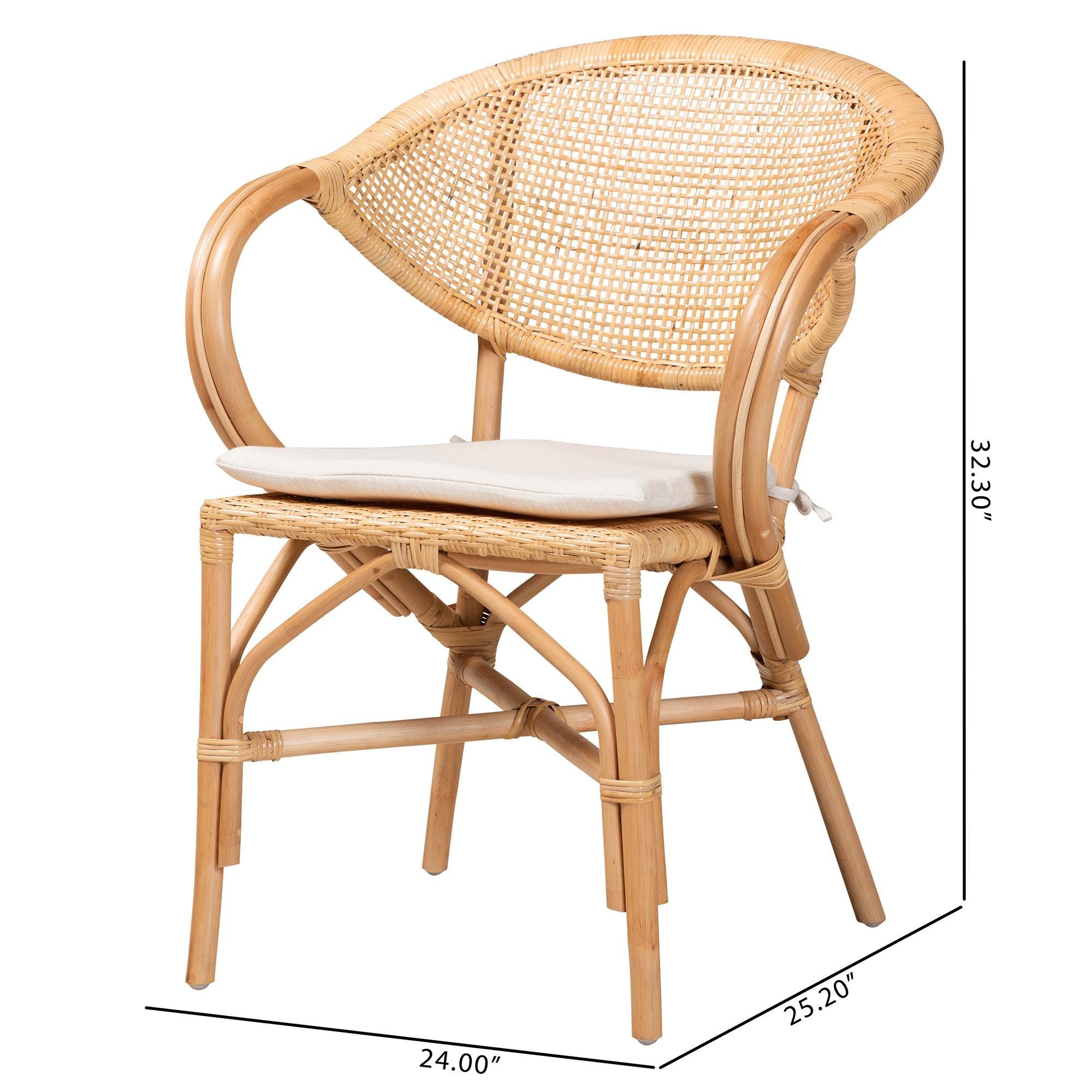 bali & pari Varick Modern Bohemian Finished Rattan Dining Chair