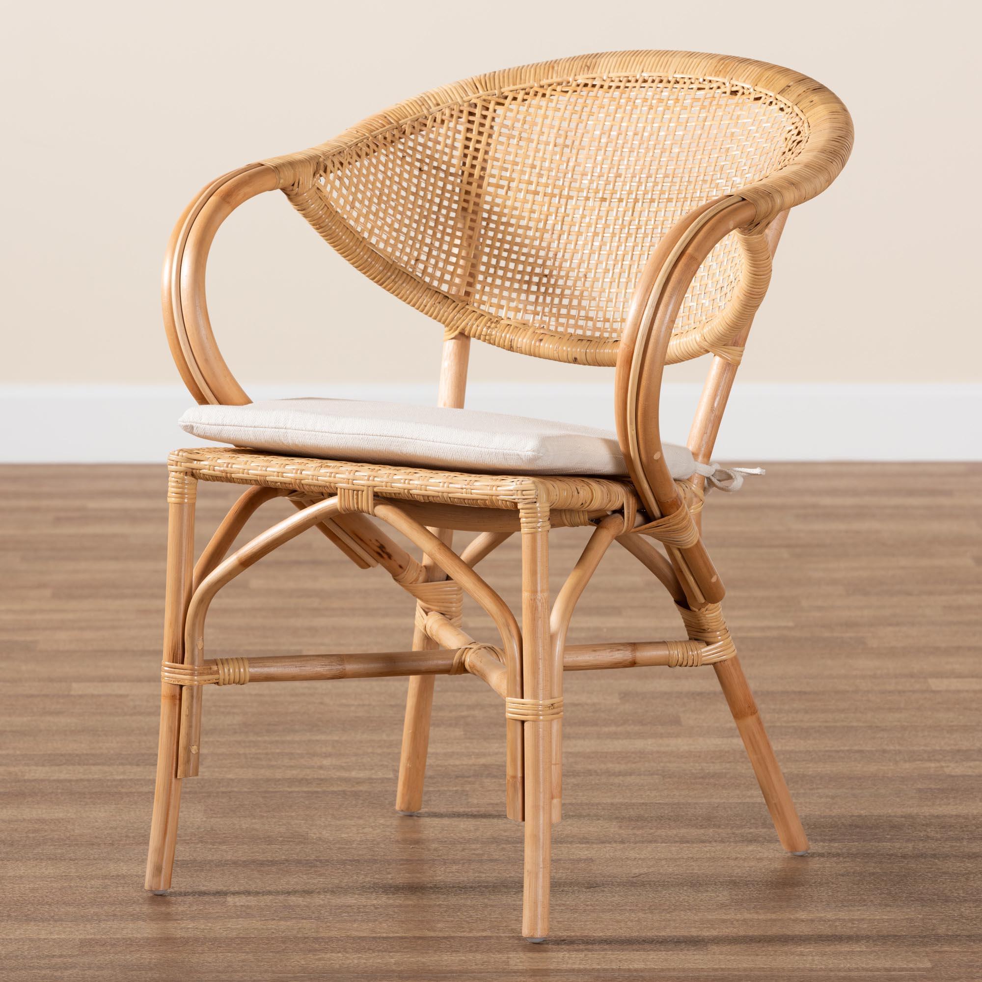 bali & pari Varick Modern Bohemian Finished Rattan Dining Chair