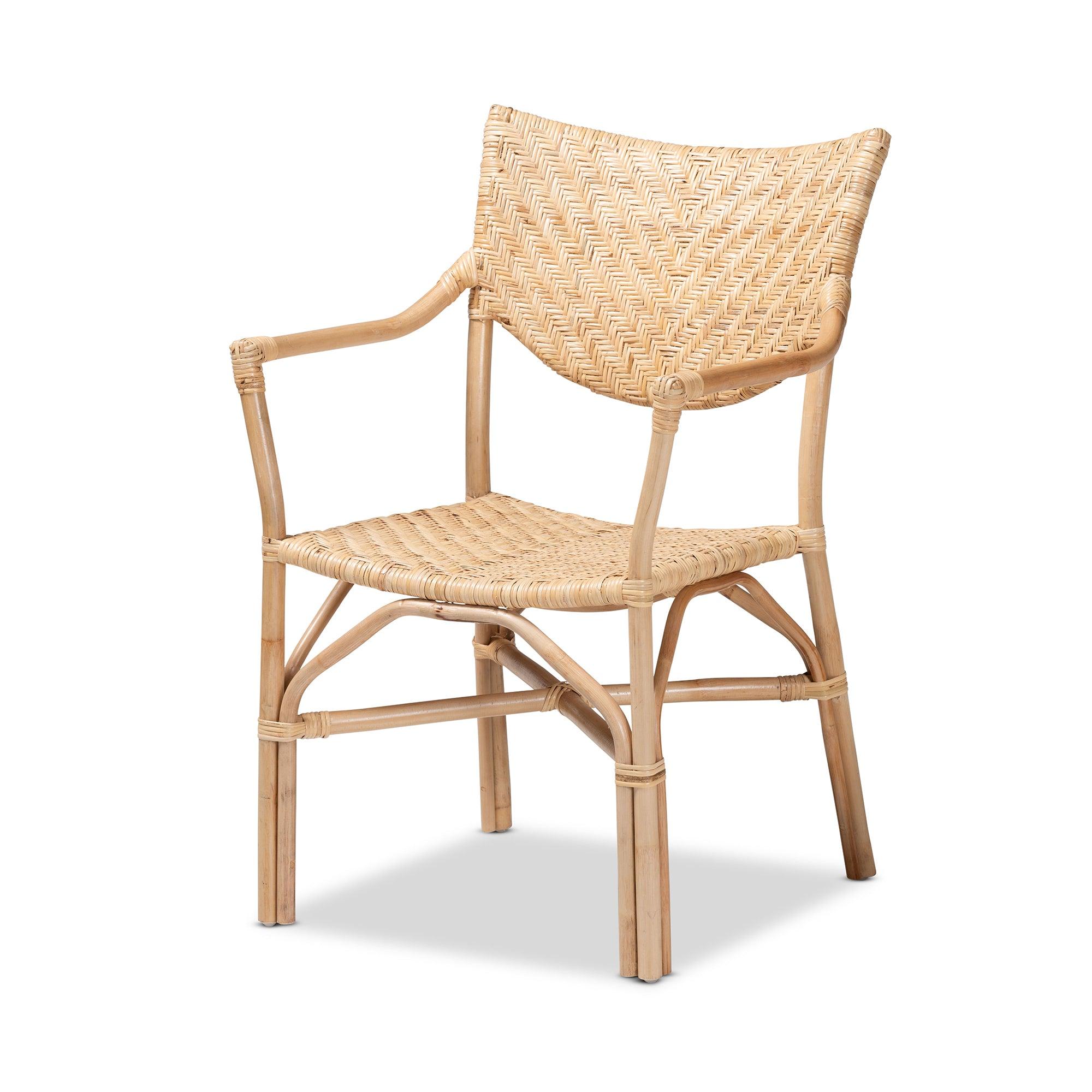 bali & pari Damani Modern Bohemian Finished Rattan Dining Chair