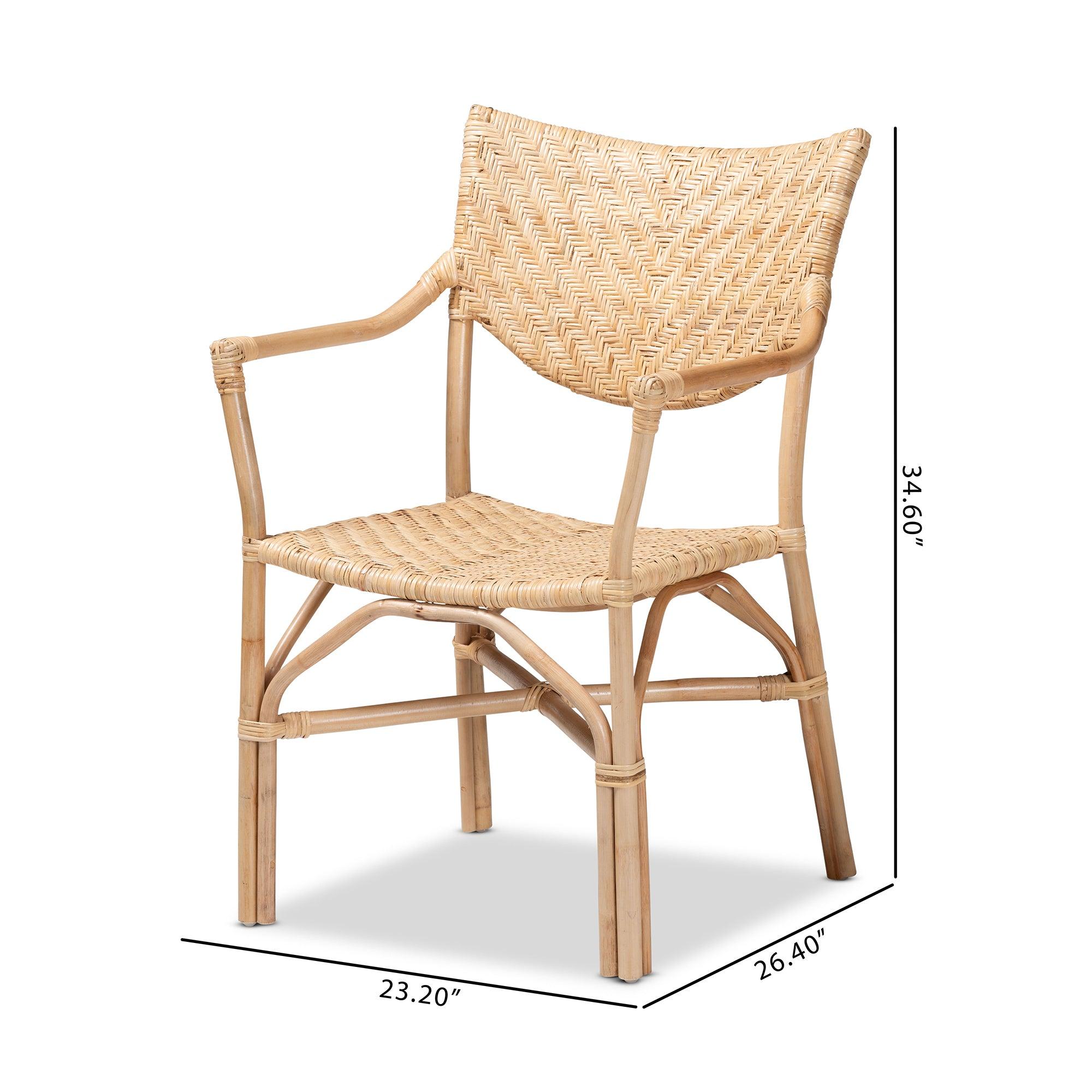 bali & pari Damani Modern Bohemian Finished Rattan Dining Chair