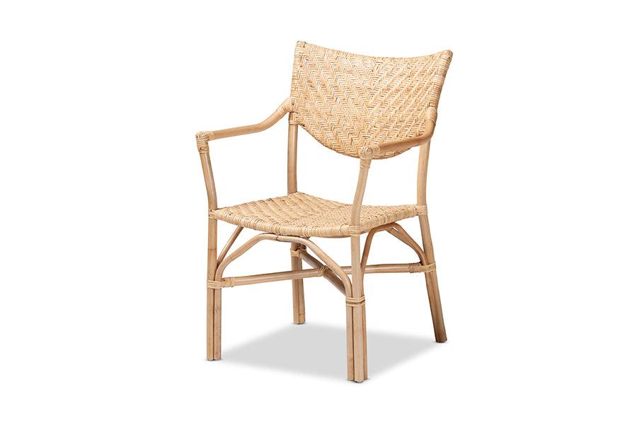 bali & pari Damani Modern Bohemian Finished Rattan Dining Chair