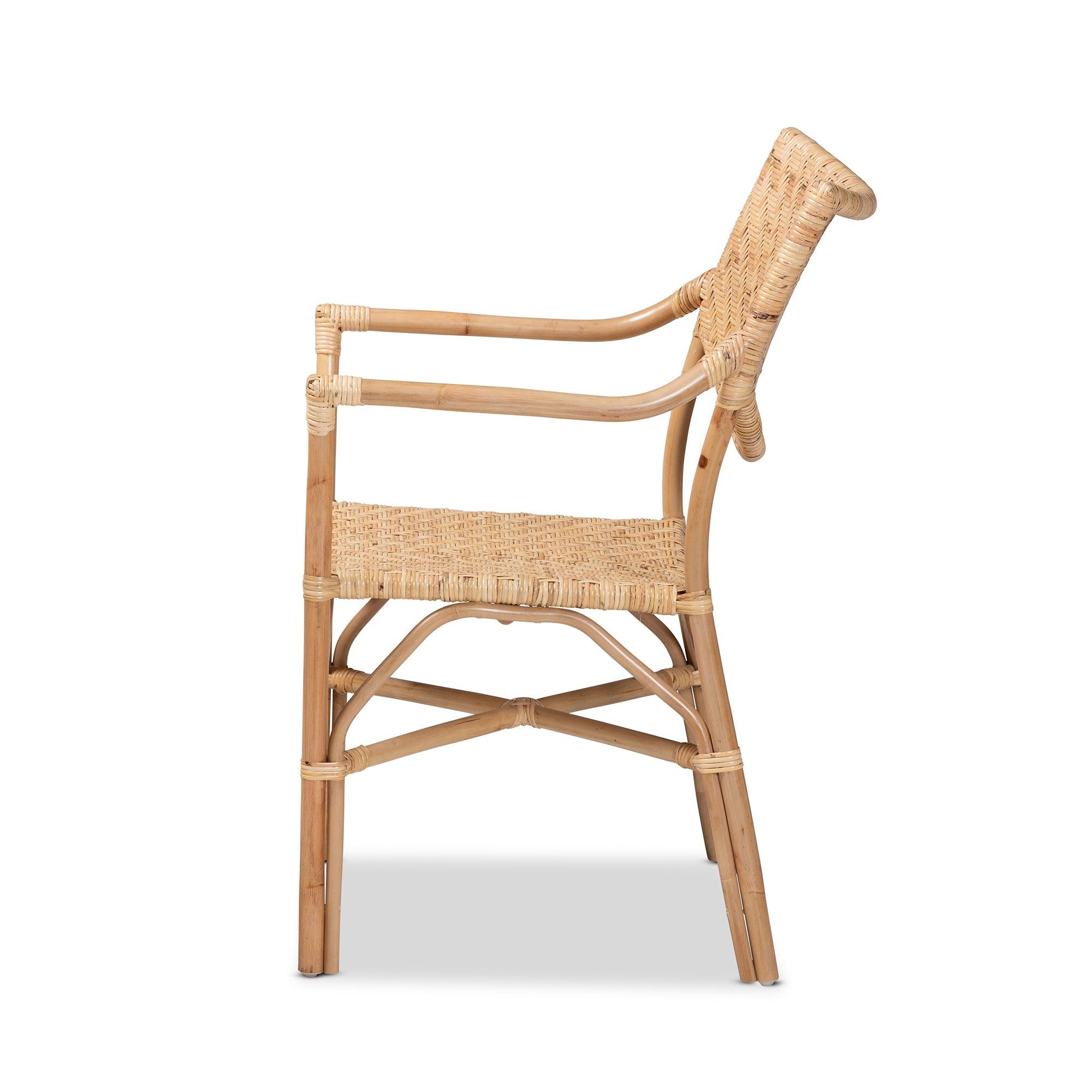 bali & pari Damani Modern Bohemian Finished Rattan Dining Chair