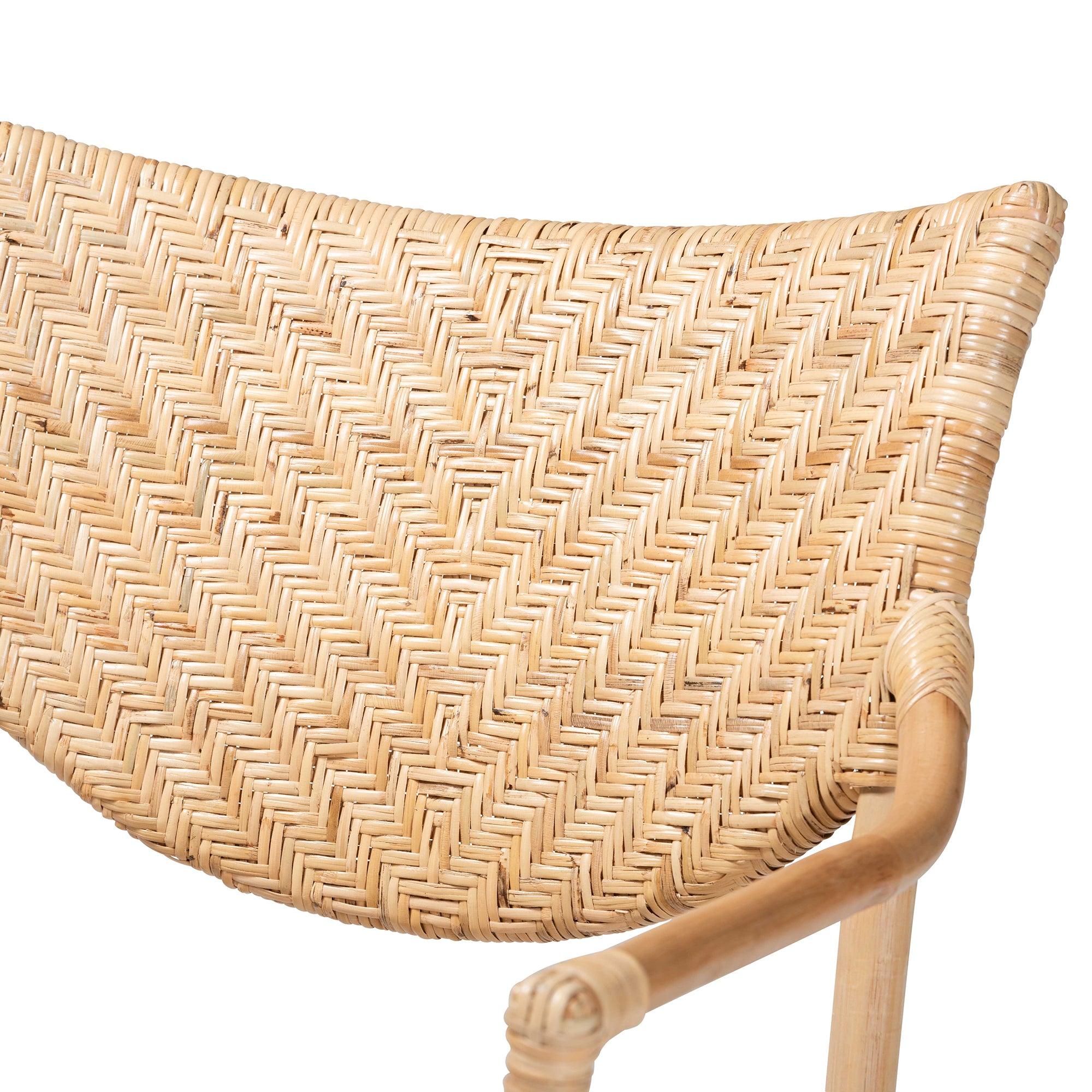 bali & pari Damani Modern Bohemian Finished Rattan Dining Chair