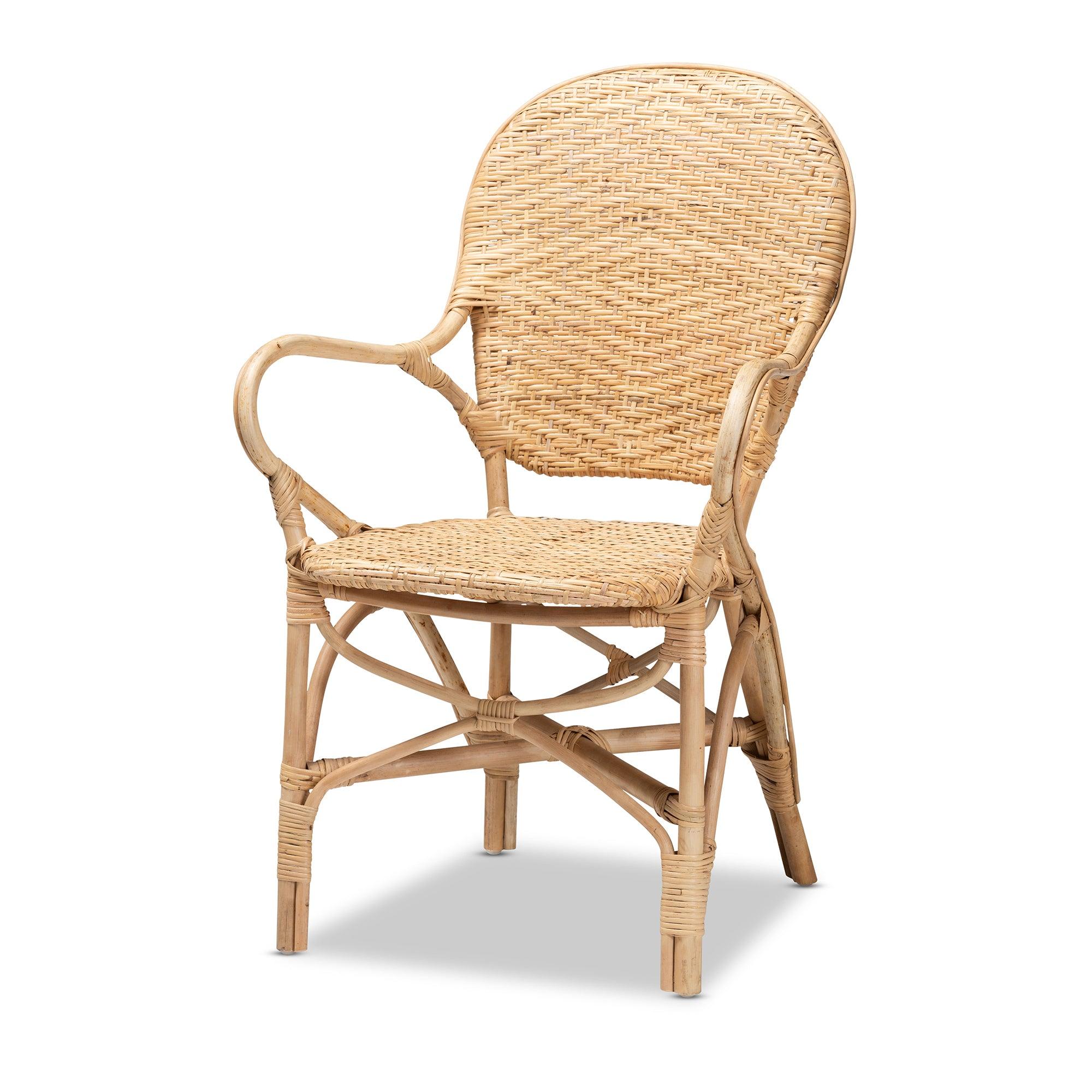 bali & pari Genna Modern Bohemian Finished Rattan Dining Chair