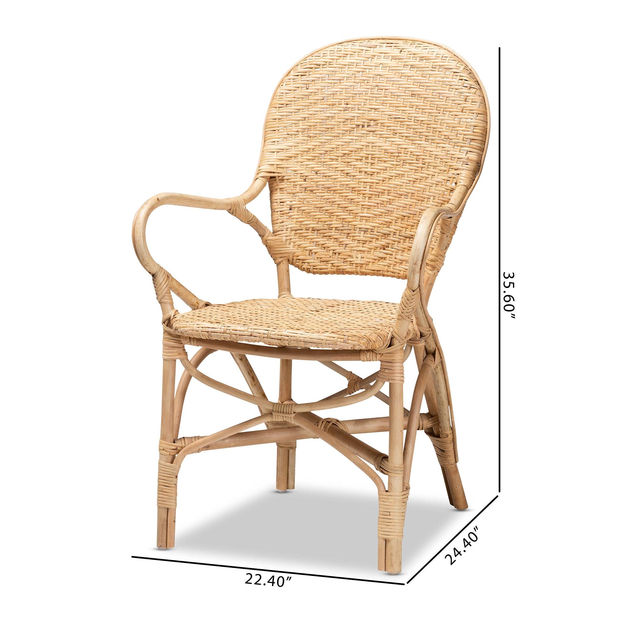 bali & pari Genna Modern Bohemian Finished Rattan Dining Chair