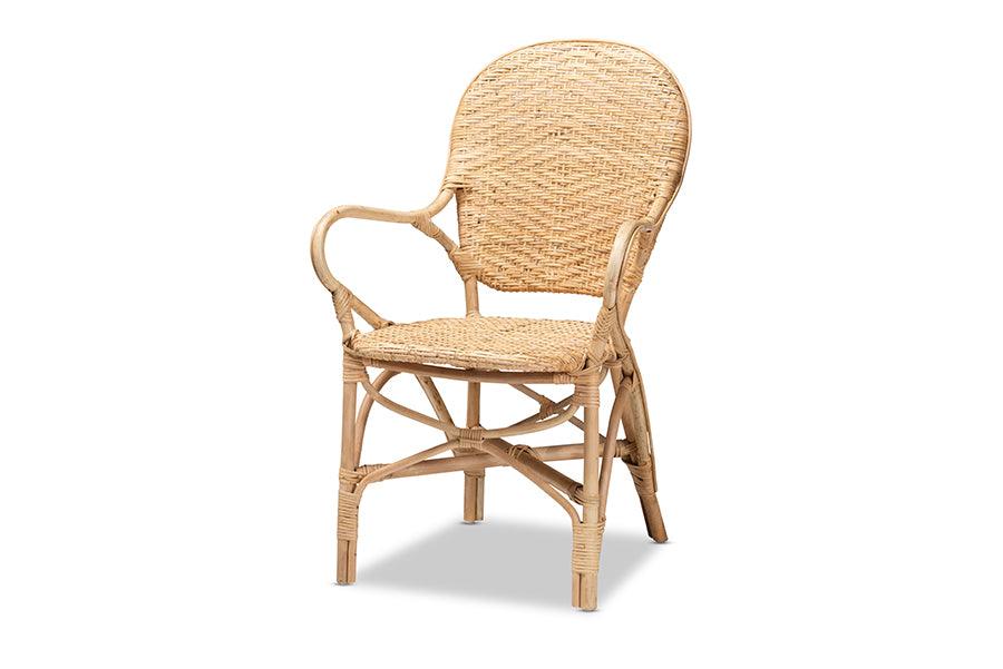 bali & pari Genna Modern Bohemian Finished Rattan Dining Chair