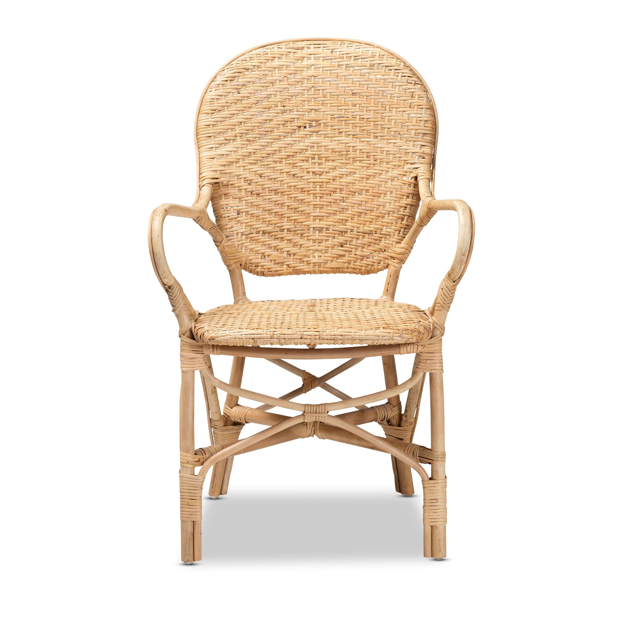 bali & pari Genna Modern Bohemian Finished Rattan Dining Chair